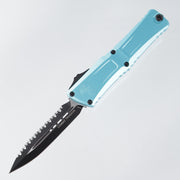 Microtech Combat Troodon Gen 3 - Double Edge Black, Full Serrate M390MK - Turquoise Aluminum - Gen III 1142-3 TQ