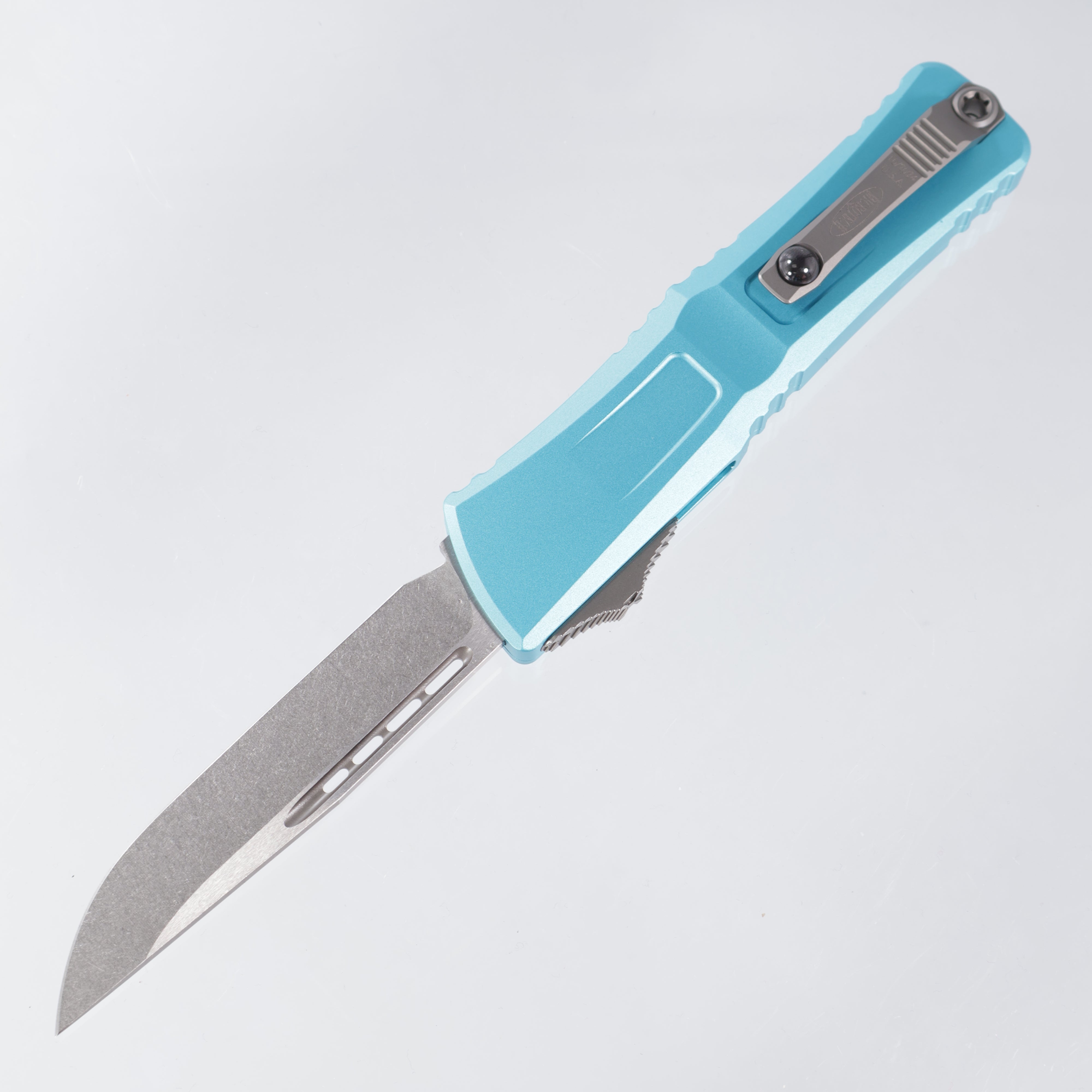 Microtech Combat Troodon Gen 3 - Single Edge Stonewash M390MK - Turquoise Aluminum - Gen III 1143-10 TQ