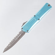 Microtech Combat Troodon Gen 3 - Double Edge Apocalyptic Standard, Full Serrate M390MK - Turquoise Aluminum - Gen III 1142-12 APTQ
