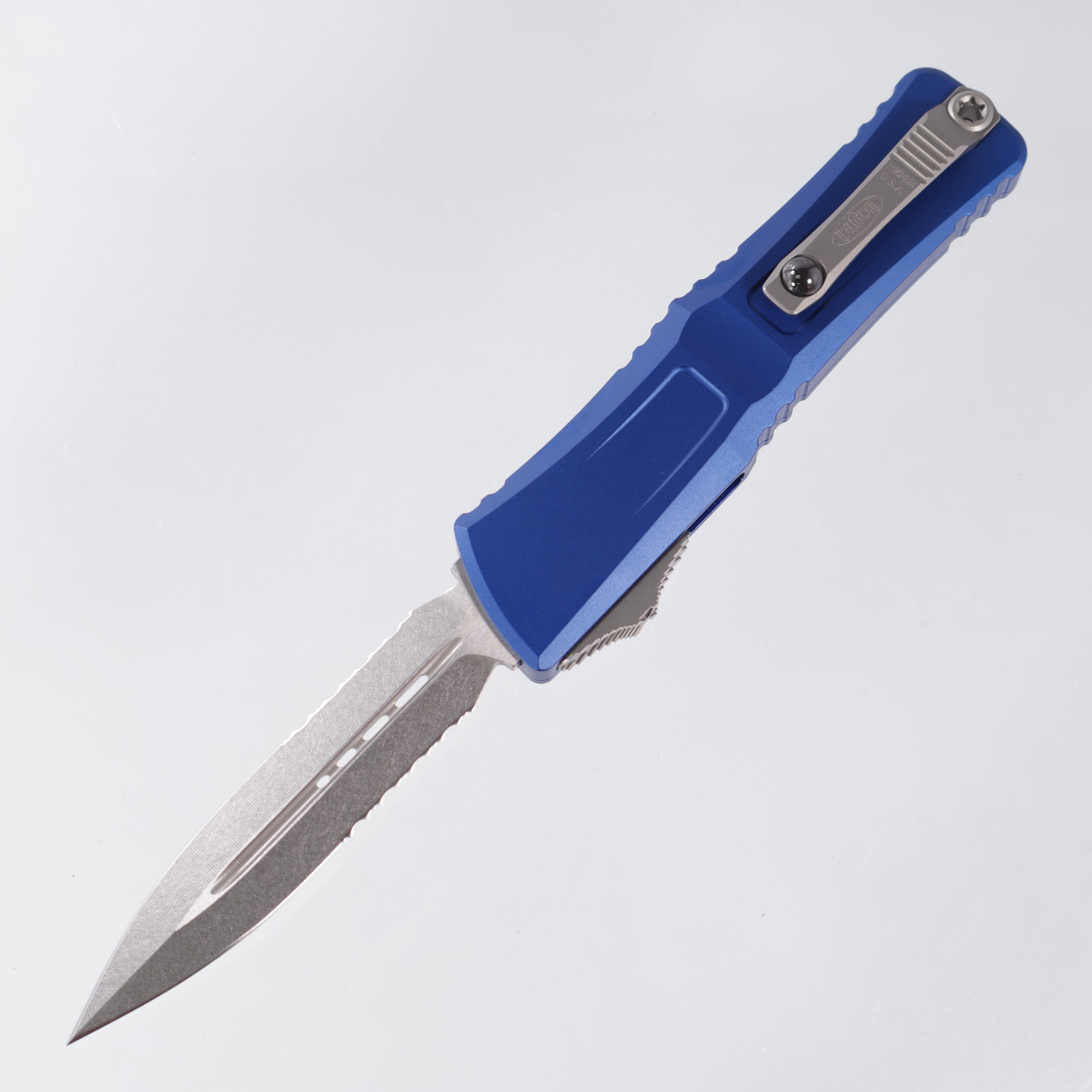 Microtech Combat Troodon Gen 3 - Double Edge Stonewash, Partial Serrate M390MK - Navy Blue Aluminum - Gen III 1142-11 NA