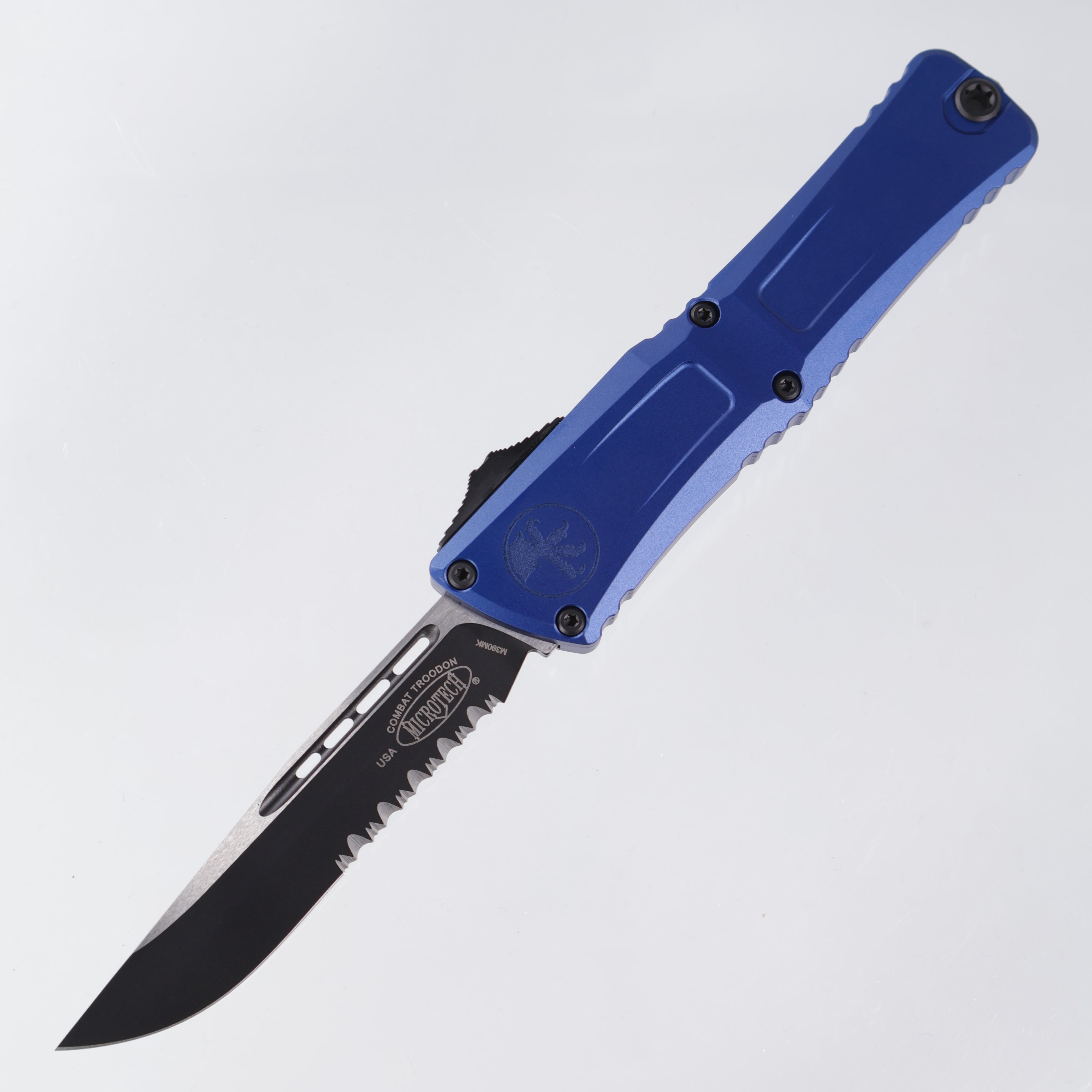 Microtech Combat Troodon Gen 3 - Single Edge Black, Partial Serrate M390MK - Navy Blue Aluminum - Gen III 1143-2 NA