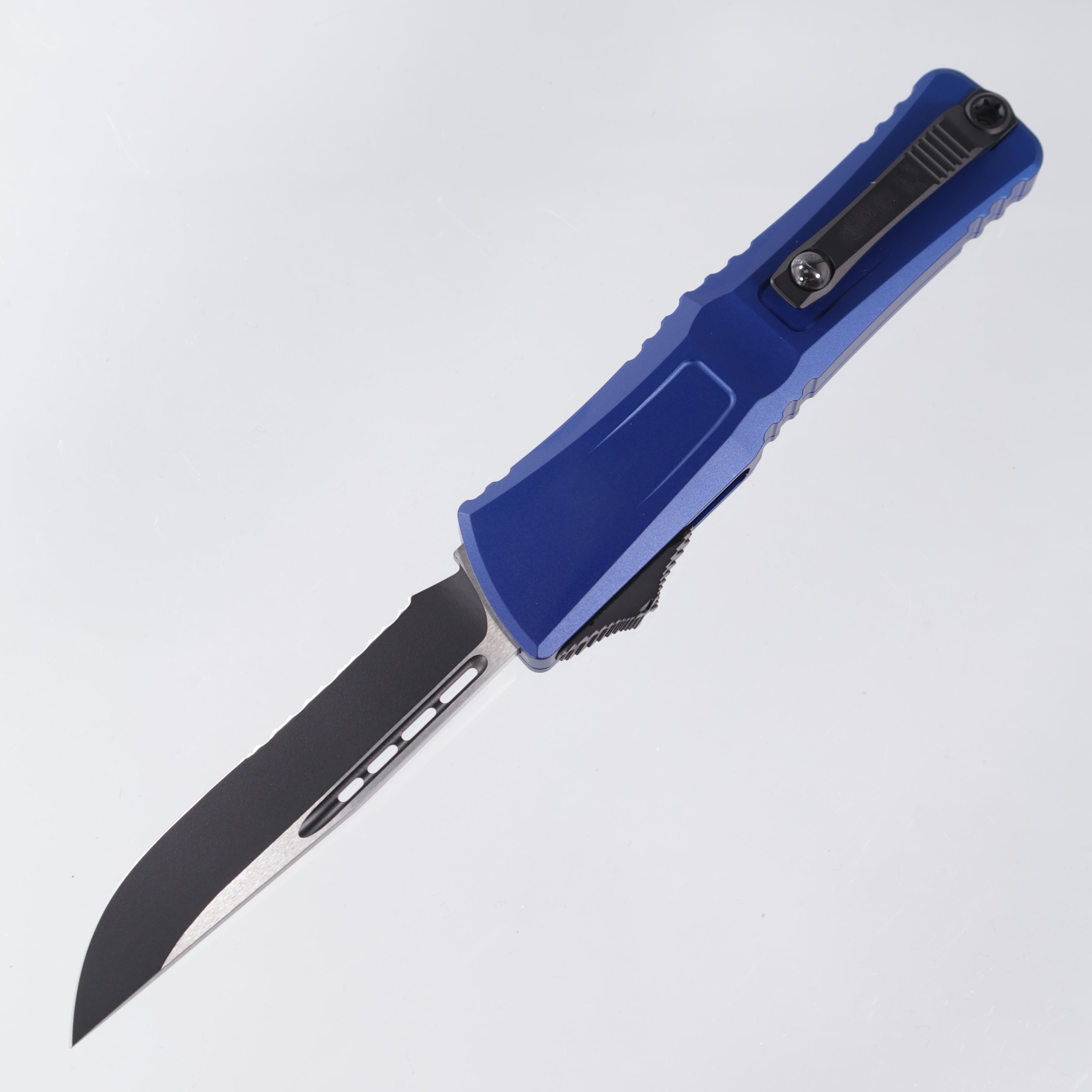 Microtech Combat Troodon Gen 3 - Single Edge Black, Partial Serrate M390MK - Navy Blue Aluminum - Gen III 1143-2 NA