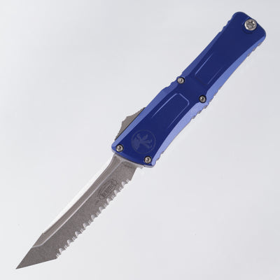 Microtech Combat Troodon Gen 3 - Tanto Stonewash, Full Serrate M390MK - Navy Blue Aluminum - Gen III 1144-12 NA