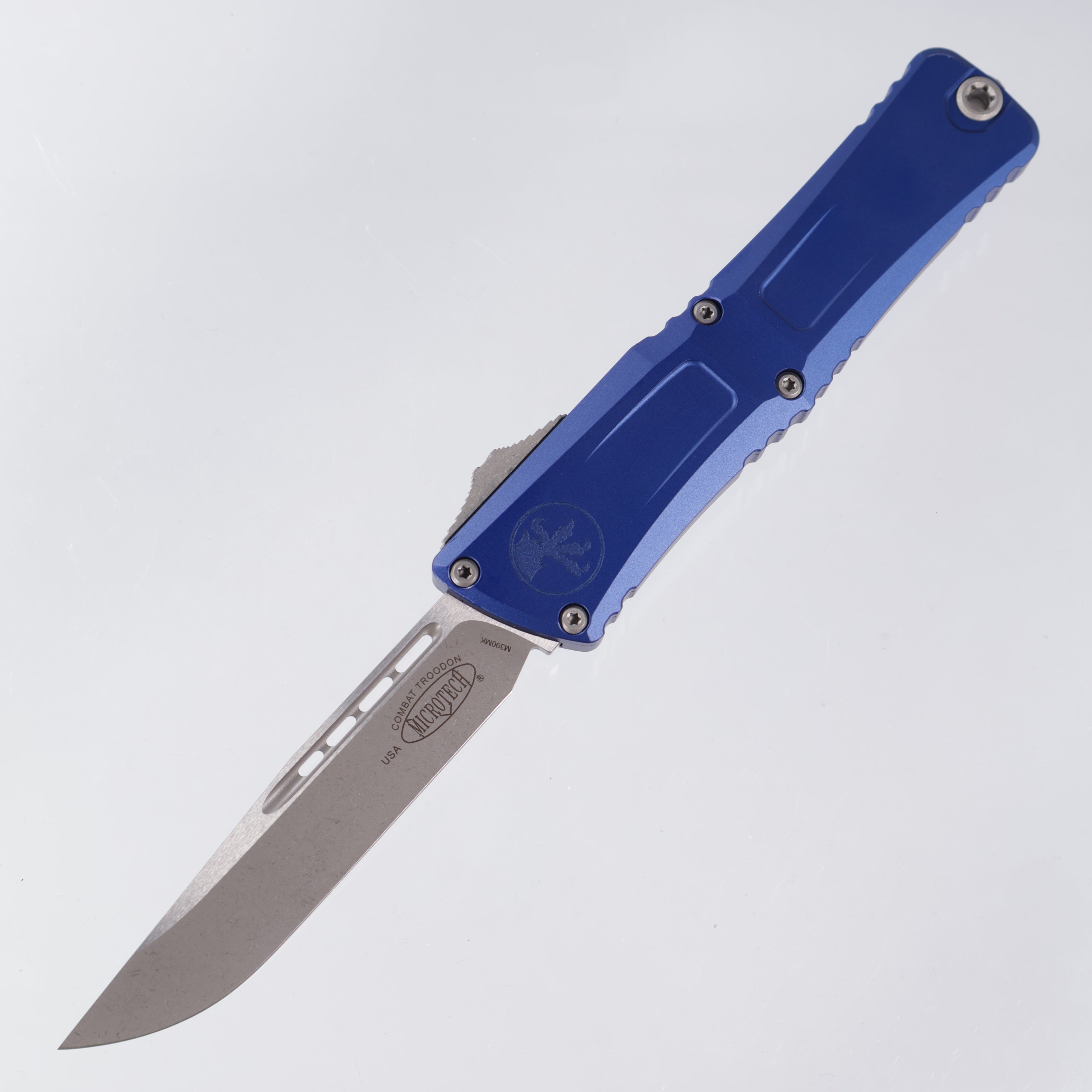 Microtech Combat Troodon Gen 3 - Apocalyptic Standard, Single Edge M390MK - Navy Blue Aluminum - Gen III 1143-10 APNA