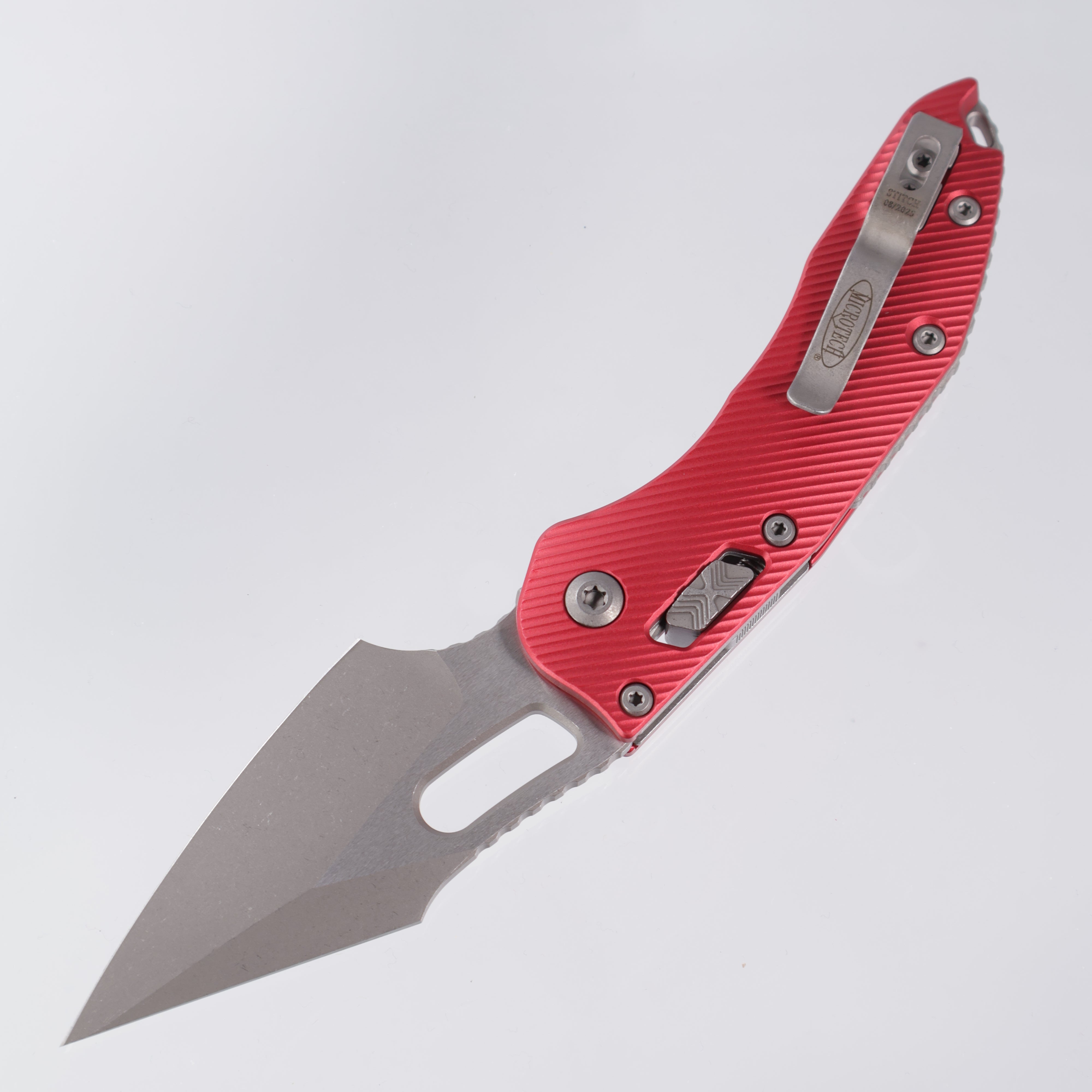 Microtech Stitch Manual - Red Fluted Aluminum - Apocalyptic Standard M390MK - 169RL-10 APFLRD
