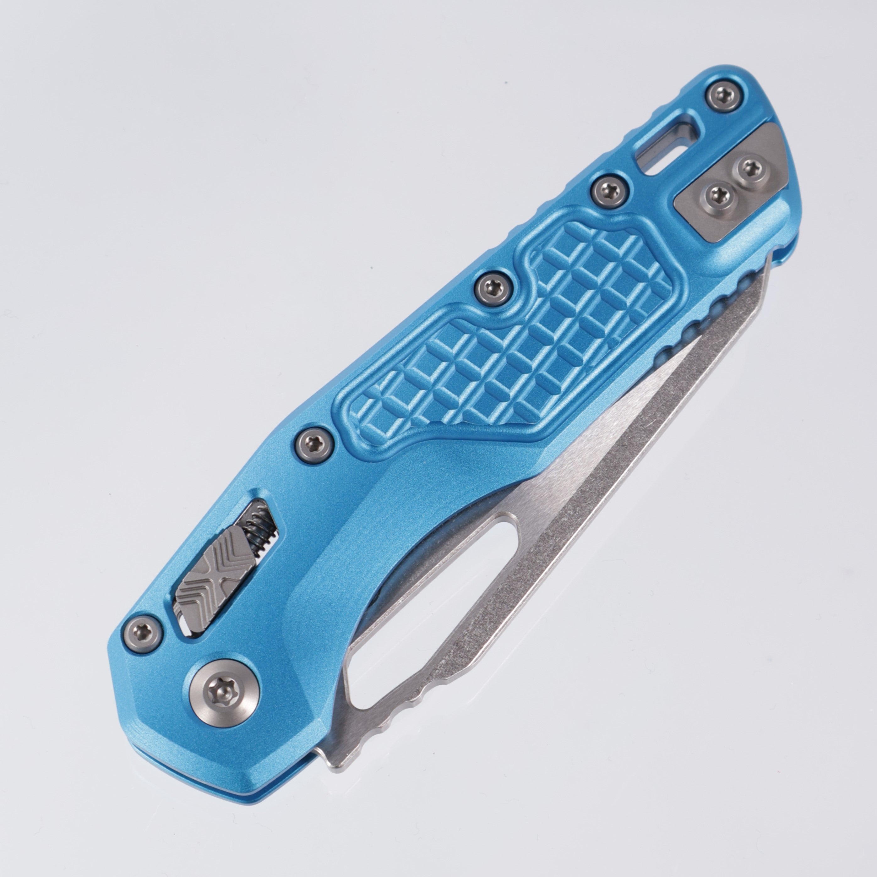 Microtech MSI - Blue Frag Aluminum - Stonewash Partial Serrate M390MK - 210-11 FRBL