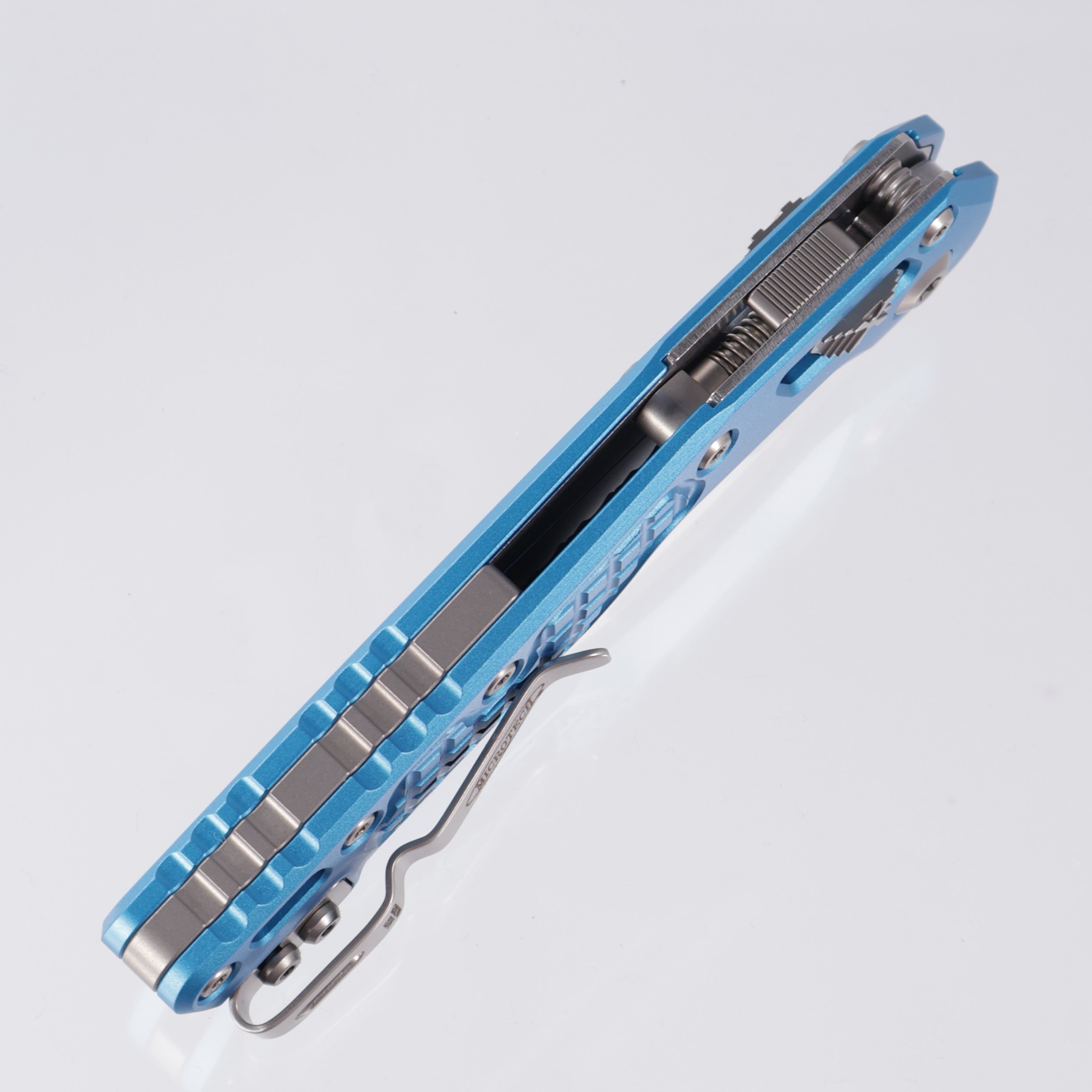 Microtech MSI - Blue Frag Aluminum - Stonewash Partial Serrate M390MK - 210-11 FRBL