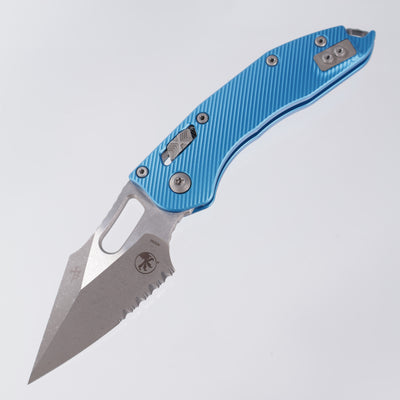 Microtech Stitch Ram-Lok - Blue Fluted Aluminum - Apocalyptic Partial Serrate M390MK - 169RL-10 APFLRD