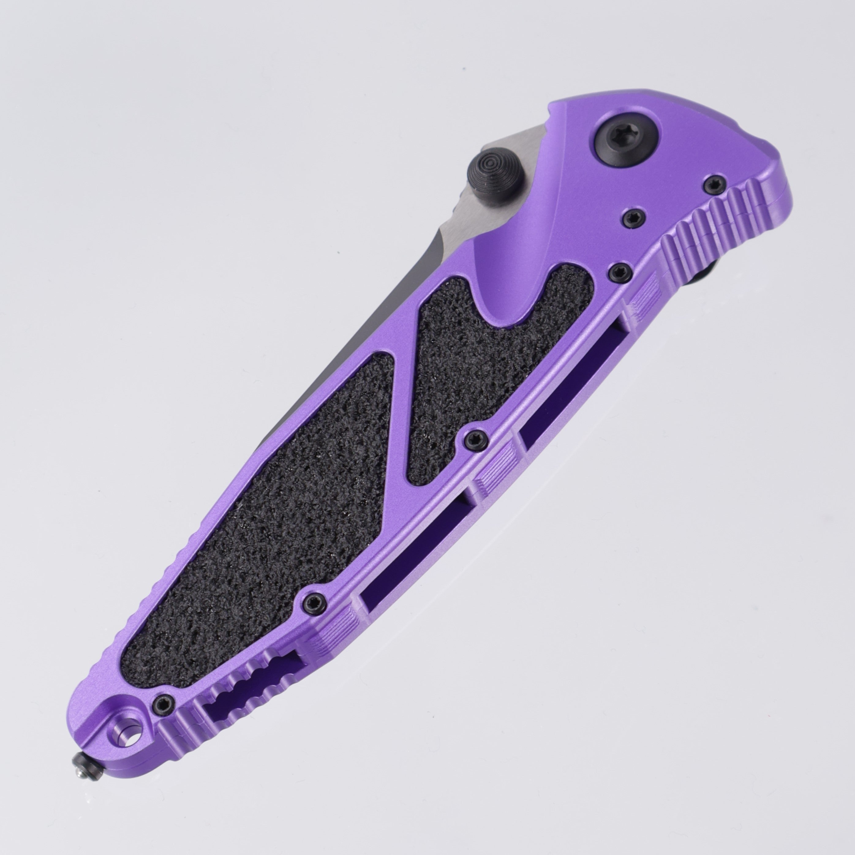 Microtech Socom Manual - Purple Aluminum - Single Edge, Black M390MK - 160-1 PU