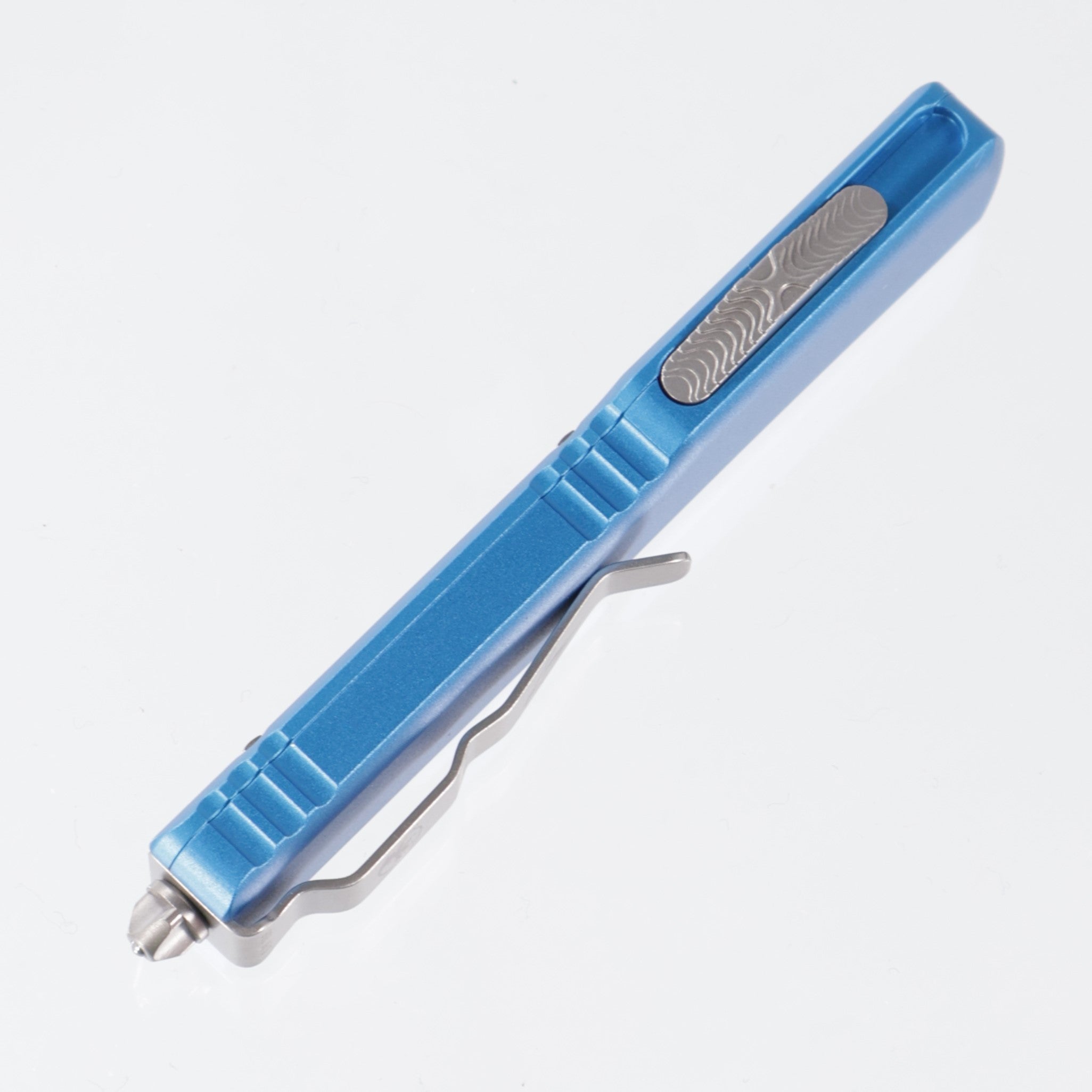 Microtech UTX-70 - Warhound Stonewash - Blue Aluminum Body - 419W-10 BLS