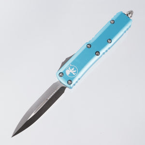 Microtech UTX-85 - Turquoise Aluminum - Satin Double Edge M390 - 232-4 TQ