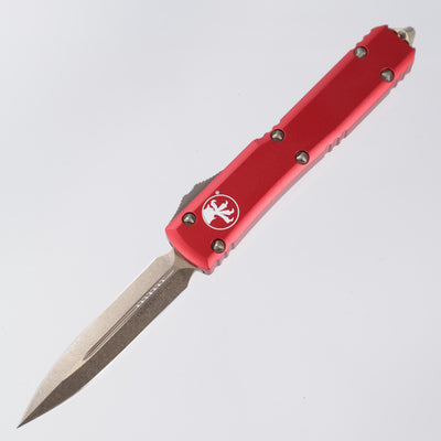 Microtech Ultratech - Double Edge Bronze Stonewashed M390 - Red Aluminum - 122-13 RD