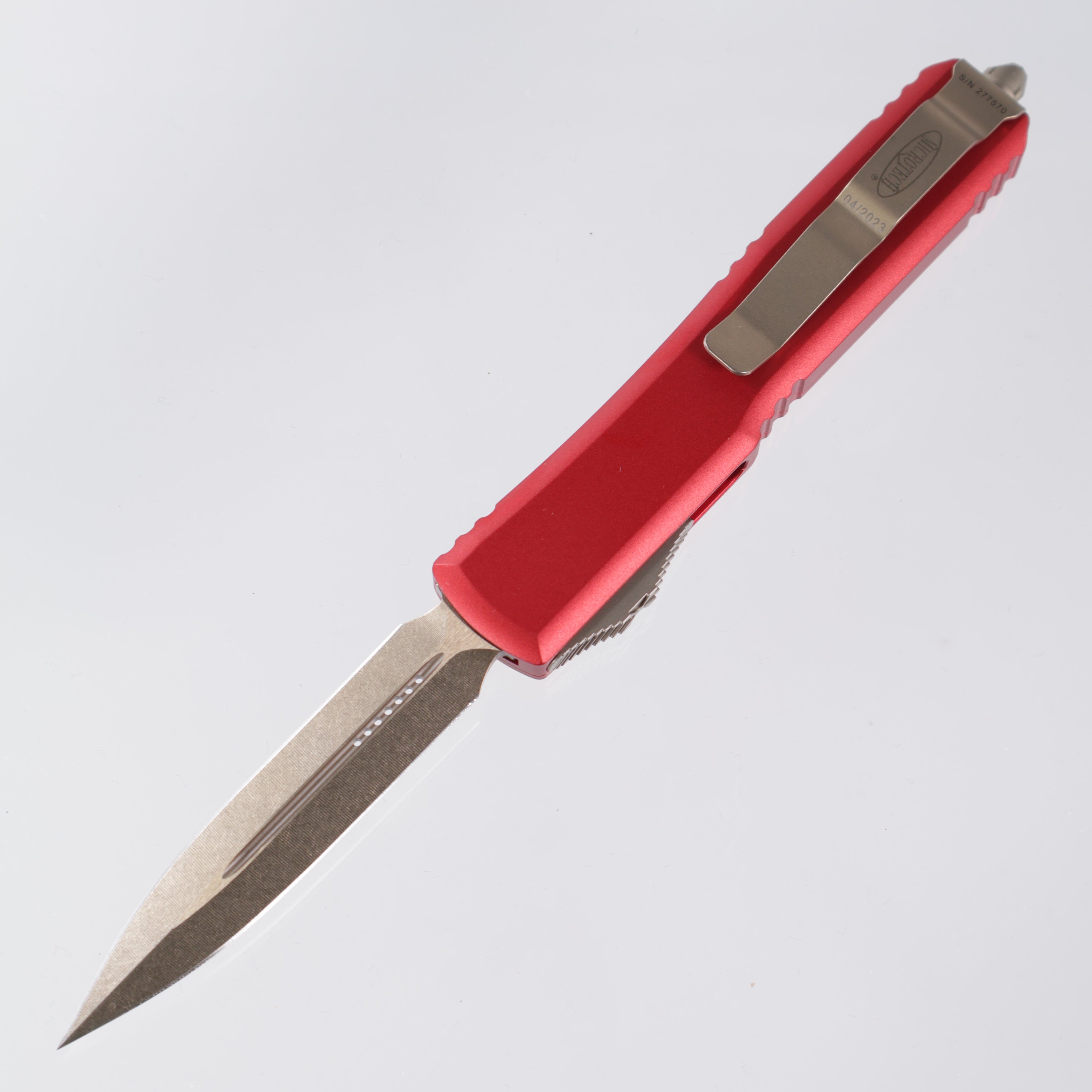Microtech Ultratech - Double Edge Bronze Stonewashed M390 - Red Aluminum - 122-13 RD
