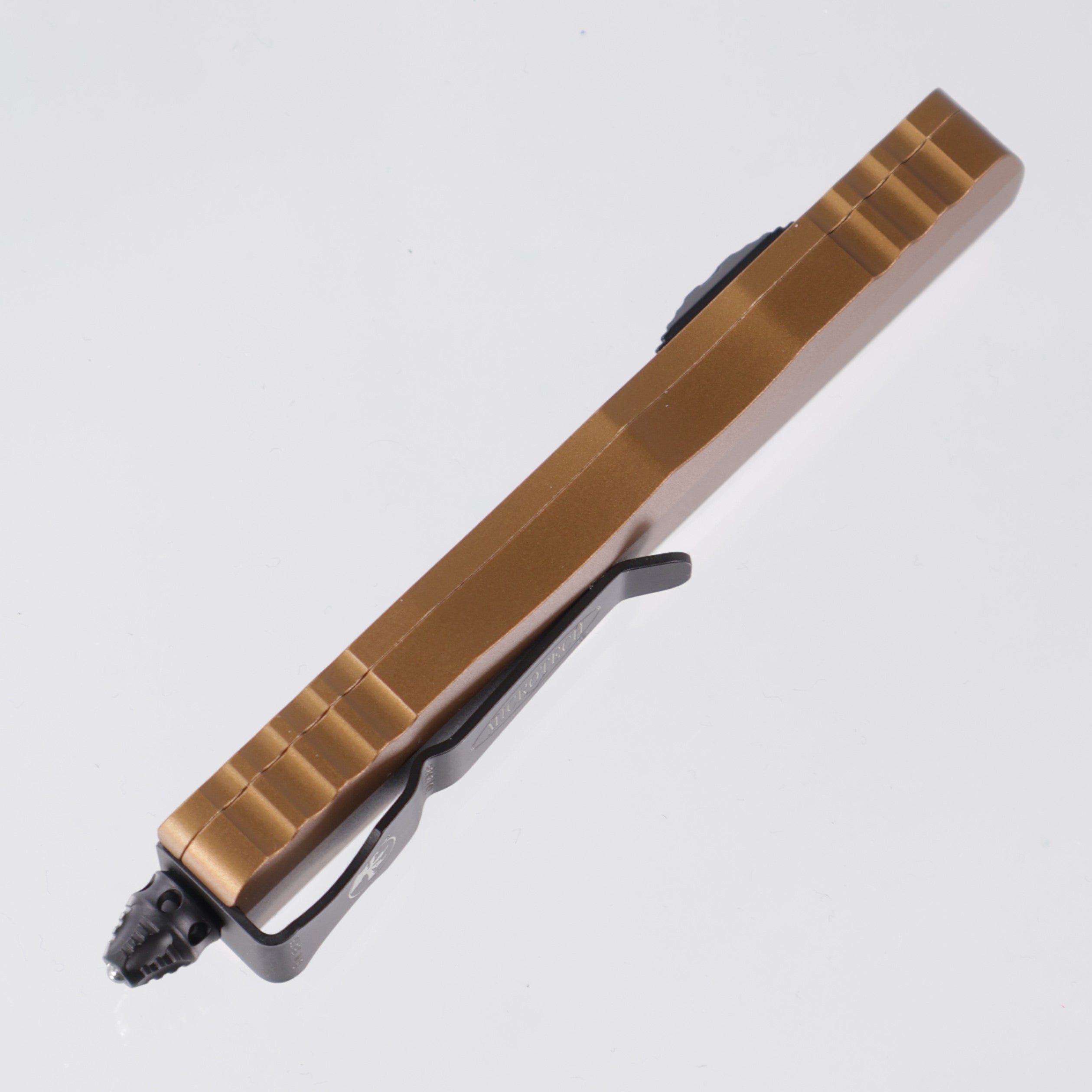 Microtech Dirac - Double Edge Black, Partial Serrate M390 - Tan Aluminum - 225-2 TA