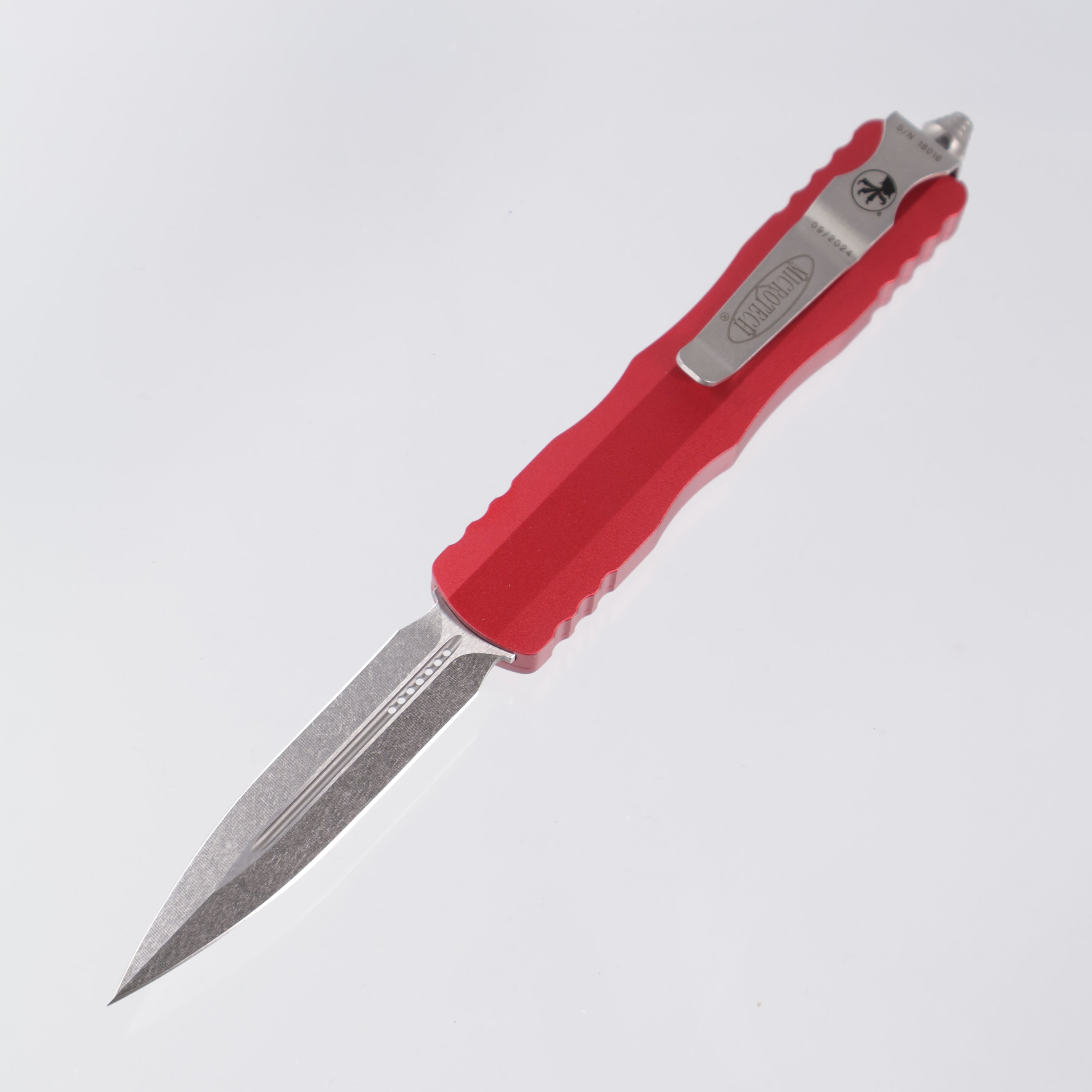 Microtech Dirac - Red Aluminum - Stonewash M390 - 225-10 RD