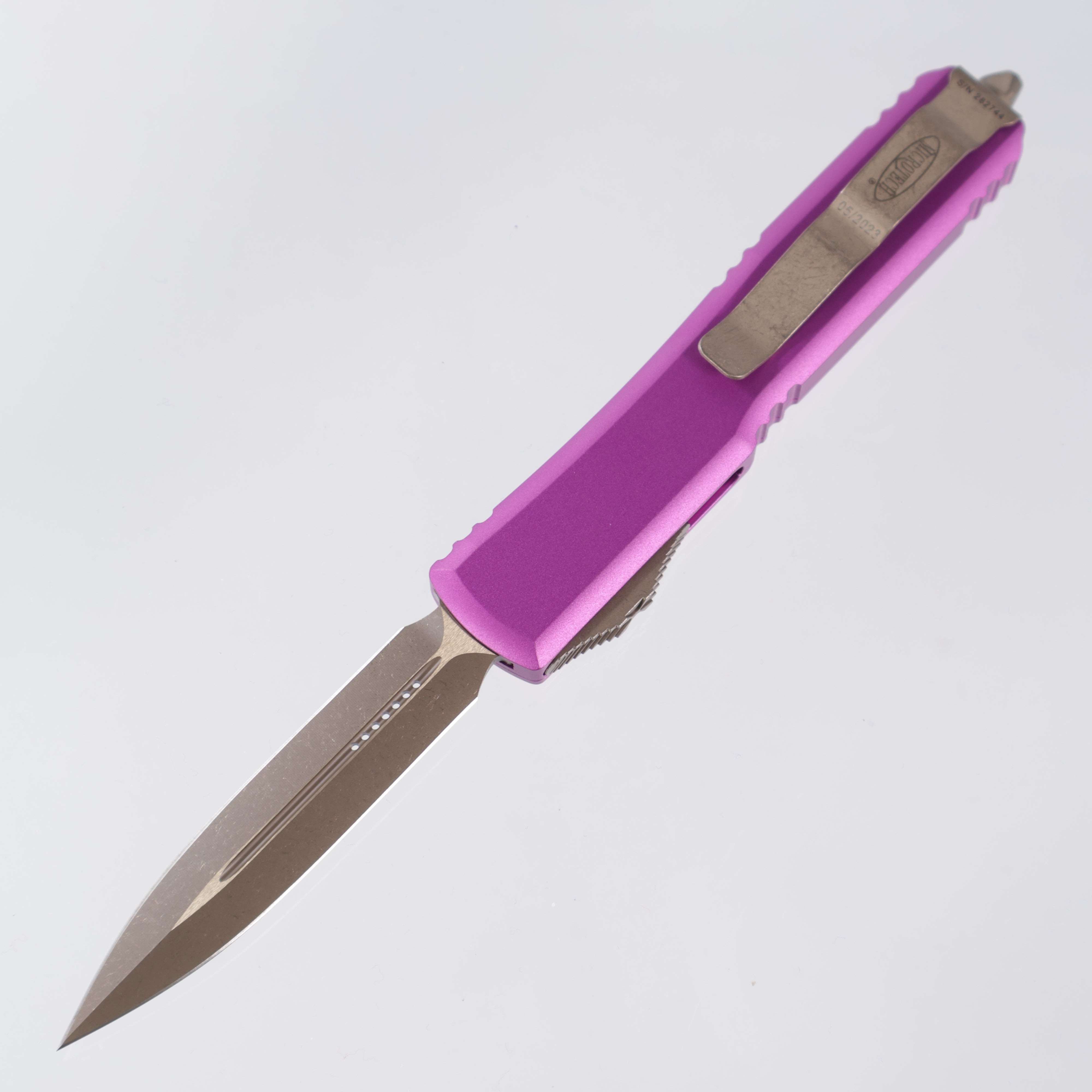 Microtech Ultratech - Bronze Apocalyptic, Double Edge M390 - Violet Aluminum - 122-13 APVI