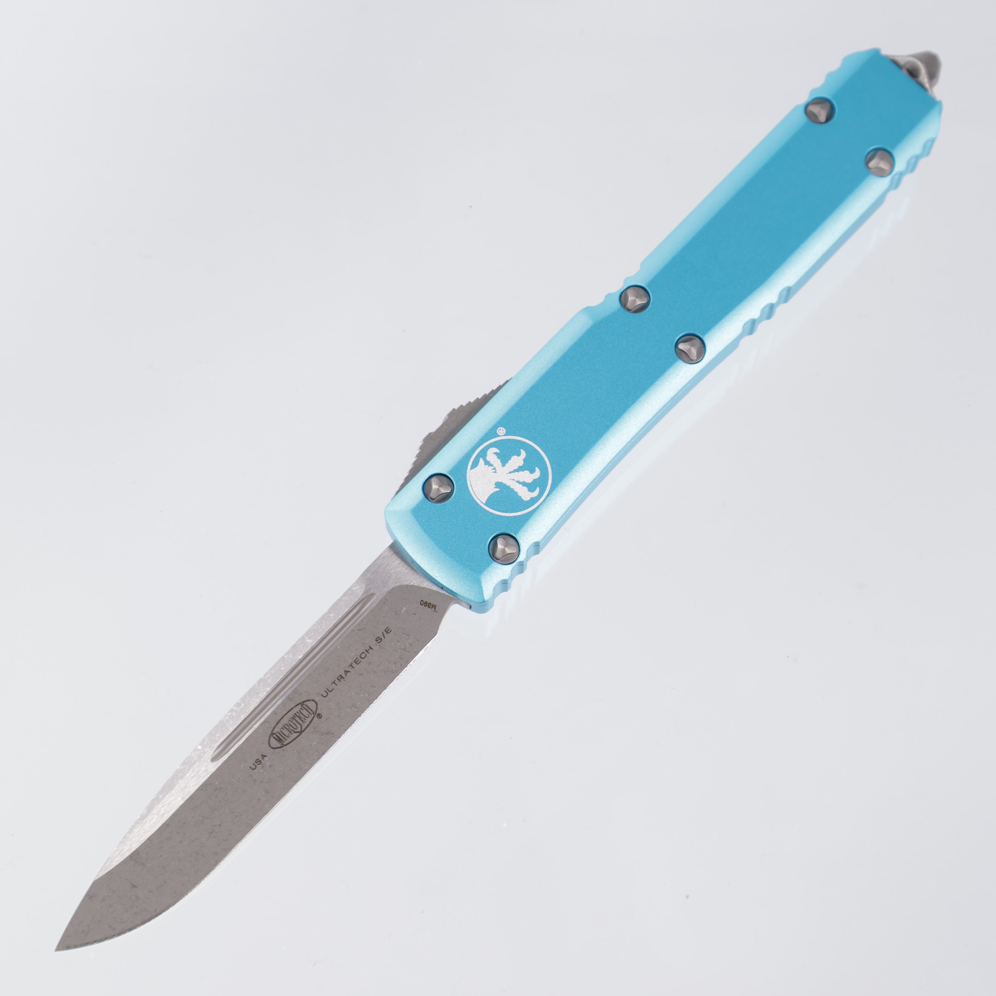 Microtech Ultratech - Turquoise Aluminum - Single Edge Apocalyptic M390 - 121-10 APTQ