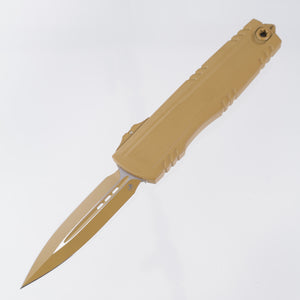 Microtech Luminary ZBP - Double Edge M390MK - Cerakote RAL-8000 Tan/FDE - Tritium Button Insert - 1270-1 CRAS