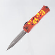 Microtech Hera 2 Mini - Halloween Jack-o'-Lantern Cerakote - Apocalyptic Double Edge M390MK - Signature Series - Hera II Mini 1702M-1 HWJLS