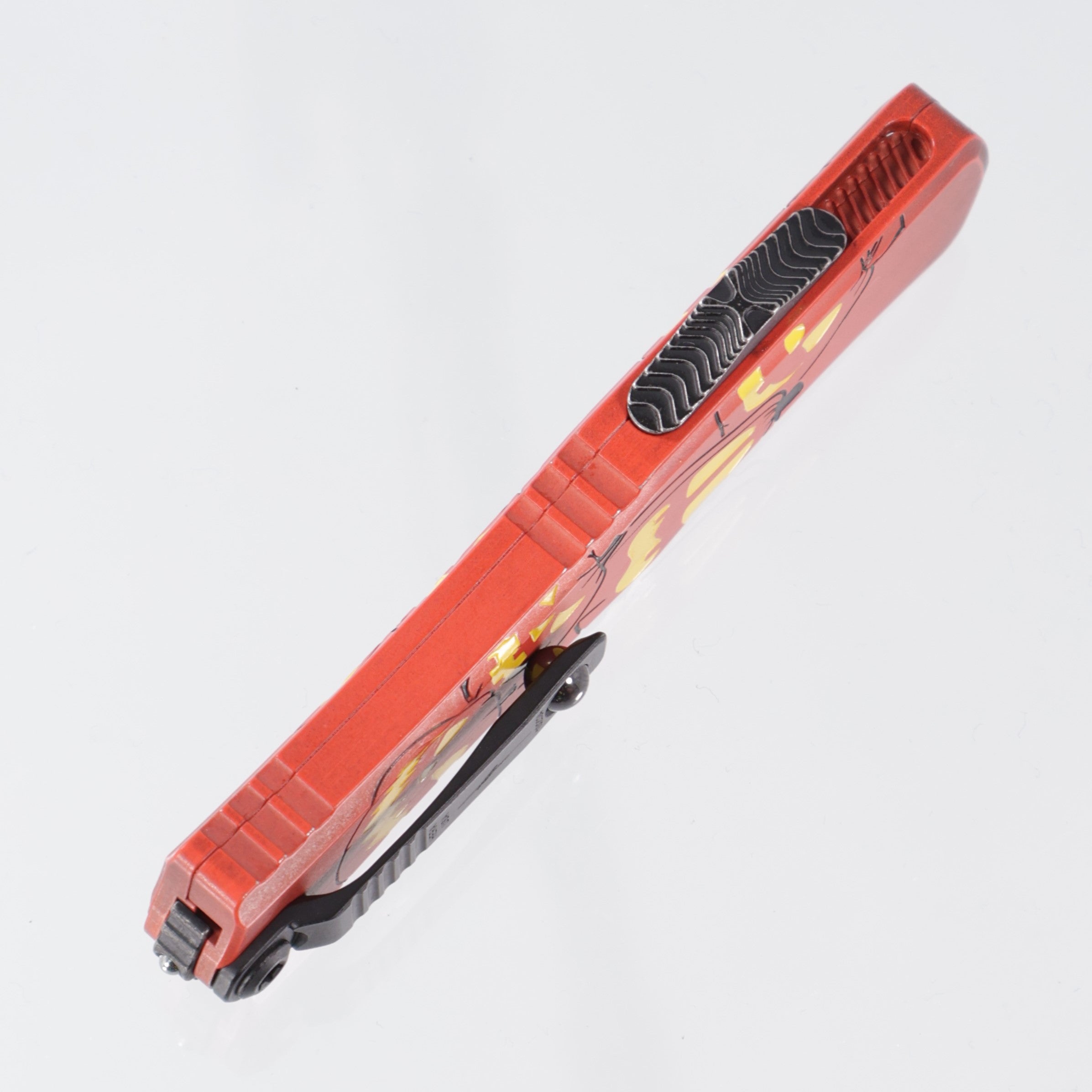 Microtech Hera 2 Mini - Halloween Jack-o'-Lantern Cerakote - Apocalyptic Double Edge M390MK - Signature Series - Hera II Mini 1702M-1 HWJLS