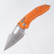 Microtech Stitch Auto - Orange Aluminum - Stonewash Partial Serrate M390MK - 169-11 OR