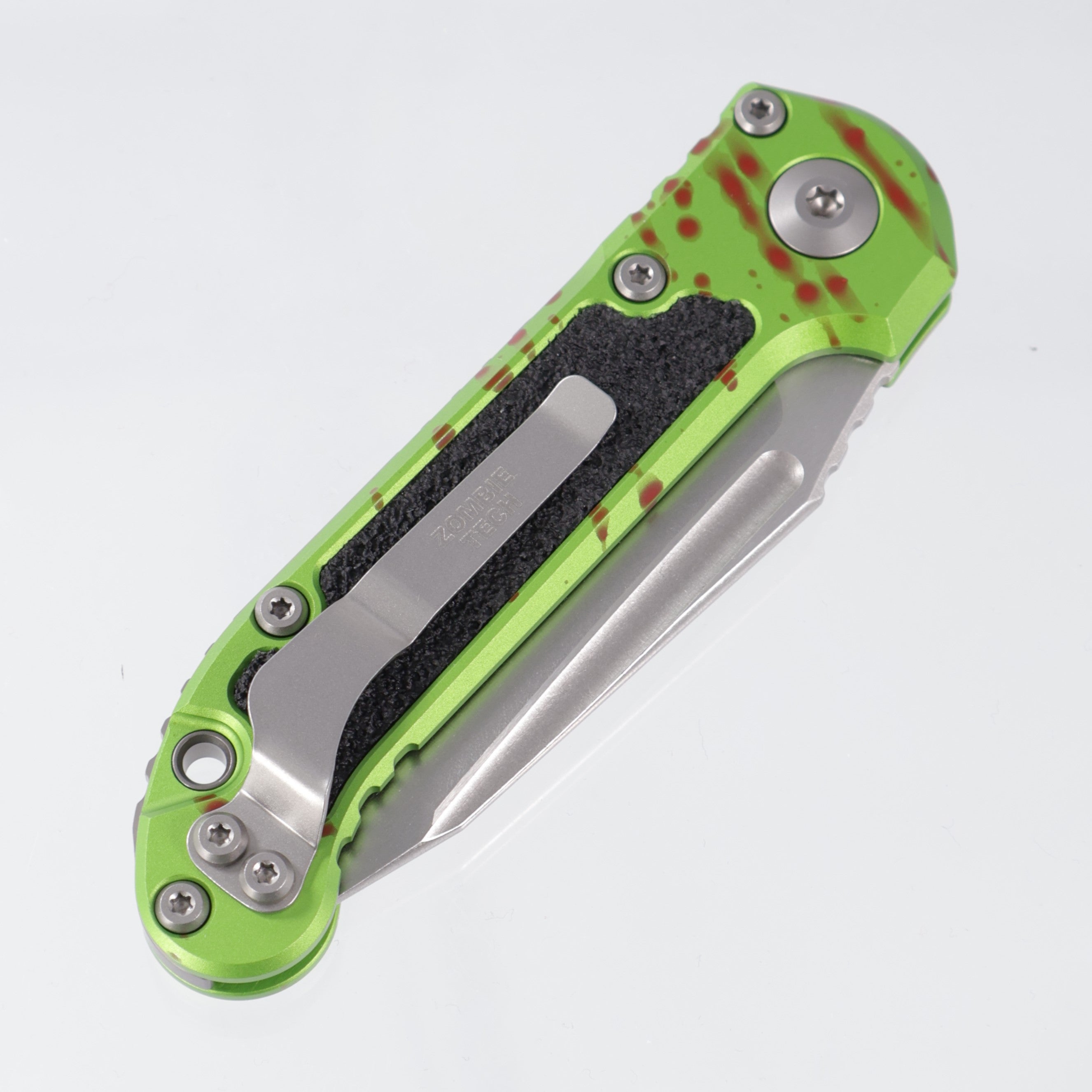 Microtech LUDT Gen 3 Tanto Zombie-Tech - Green Aluminum w/ Blood Splatter - Stonewash M390MK - 1135-10 Z