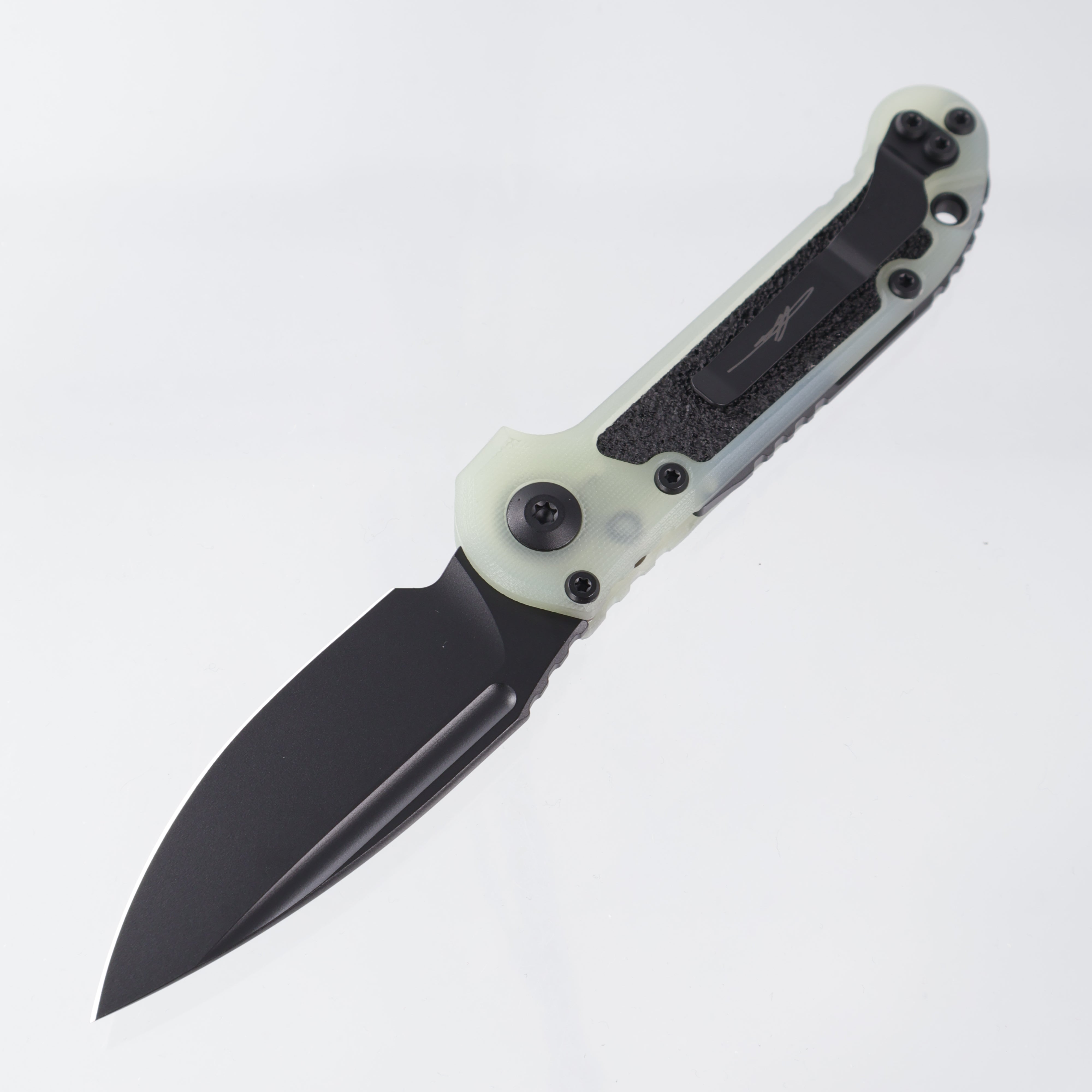 Microtech LUDT Gen 3 Single Edge - Jade G10 - Black Tactical M390MK - Signature Series - 1135-1 GTJGS-X4