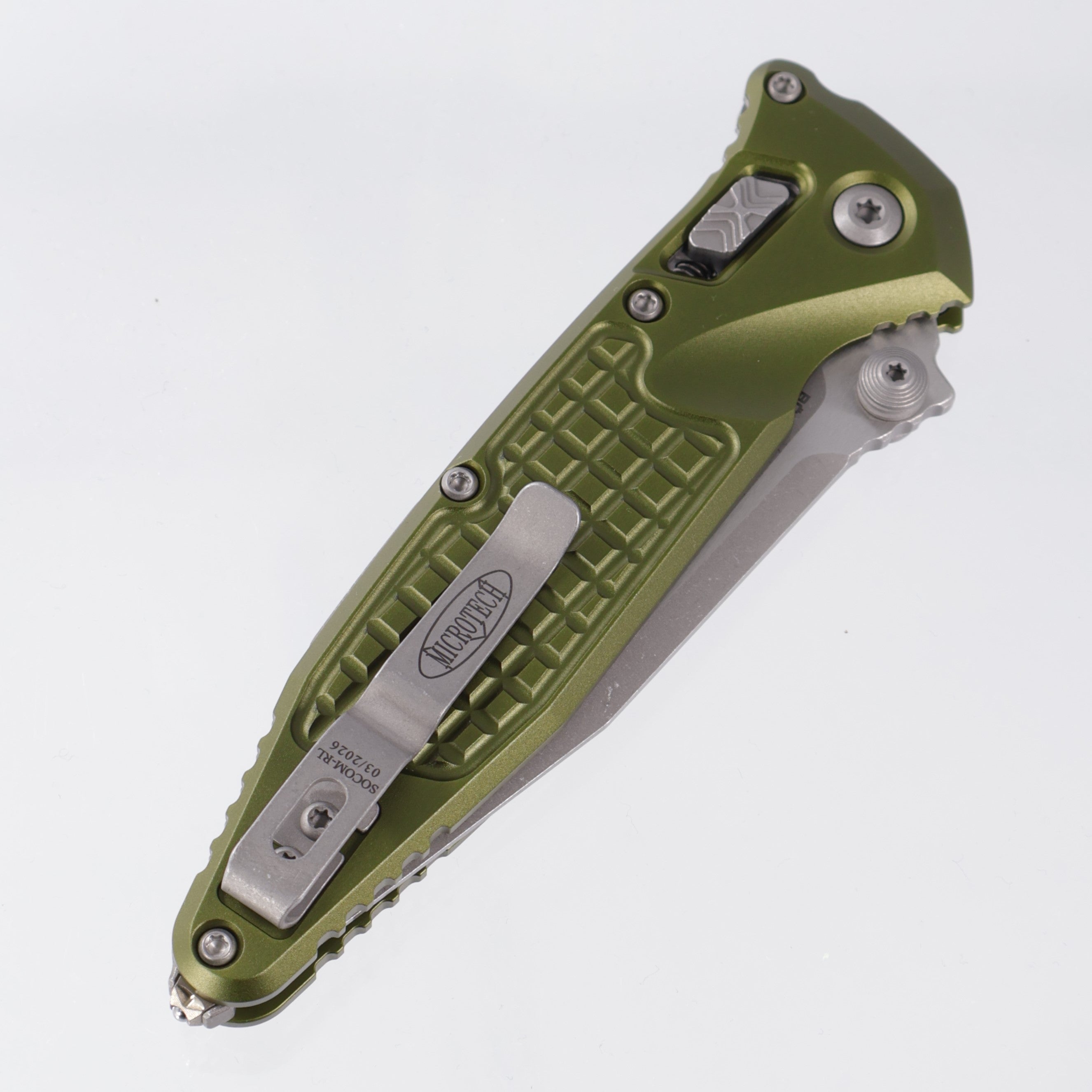 Microtech Socom Elite Ram-Lok Single Edge - OD Green Frag Aluminum - Apocalyptic M390MK - 160RL-10 APFROD