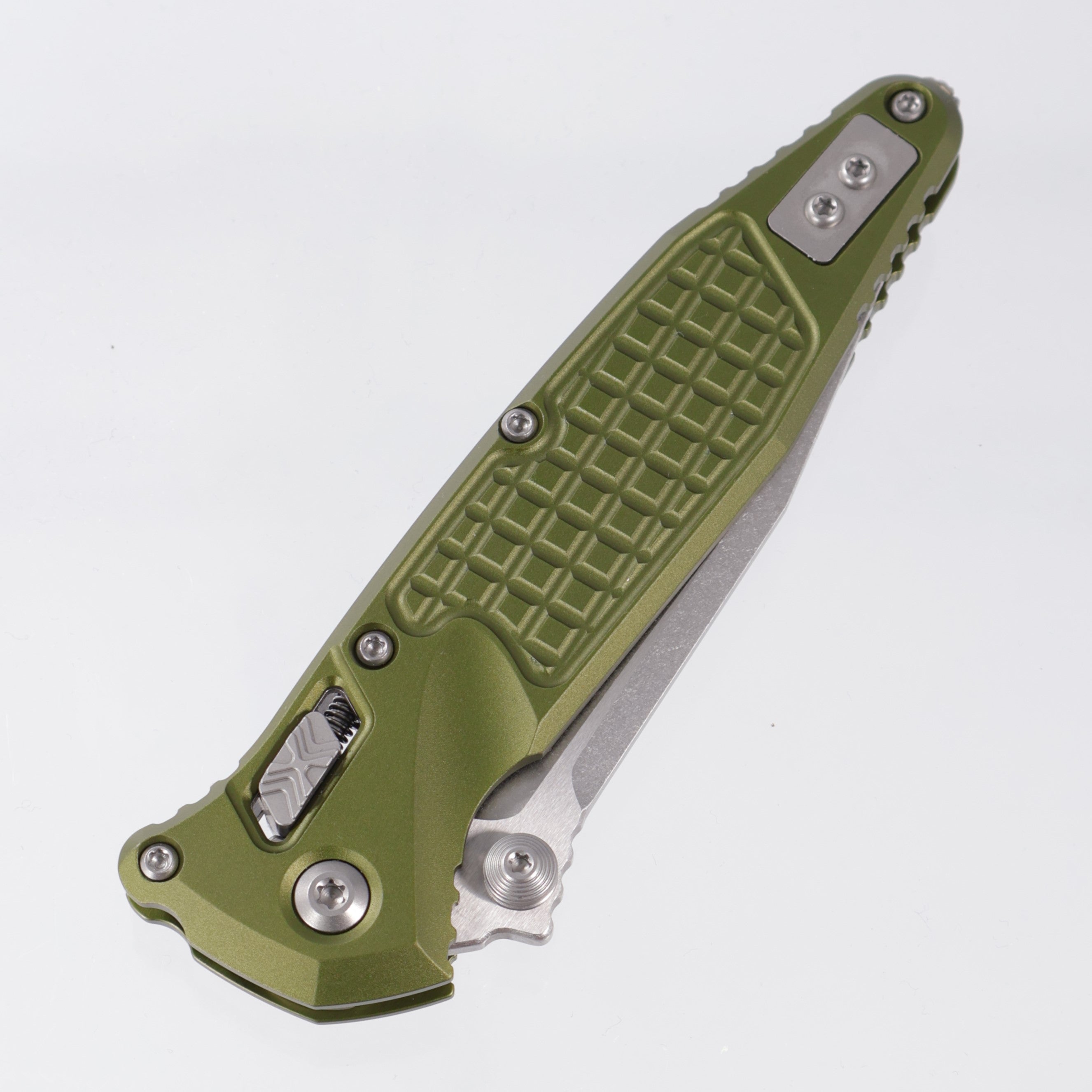 Microtech Socom Elite Ram-Lok Single Edge - OD Green Frag Aluminum - Stonewash M390MK - 160RL-10 FROD