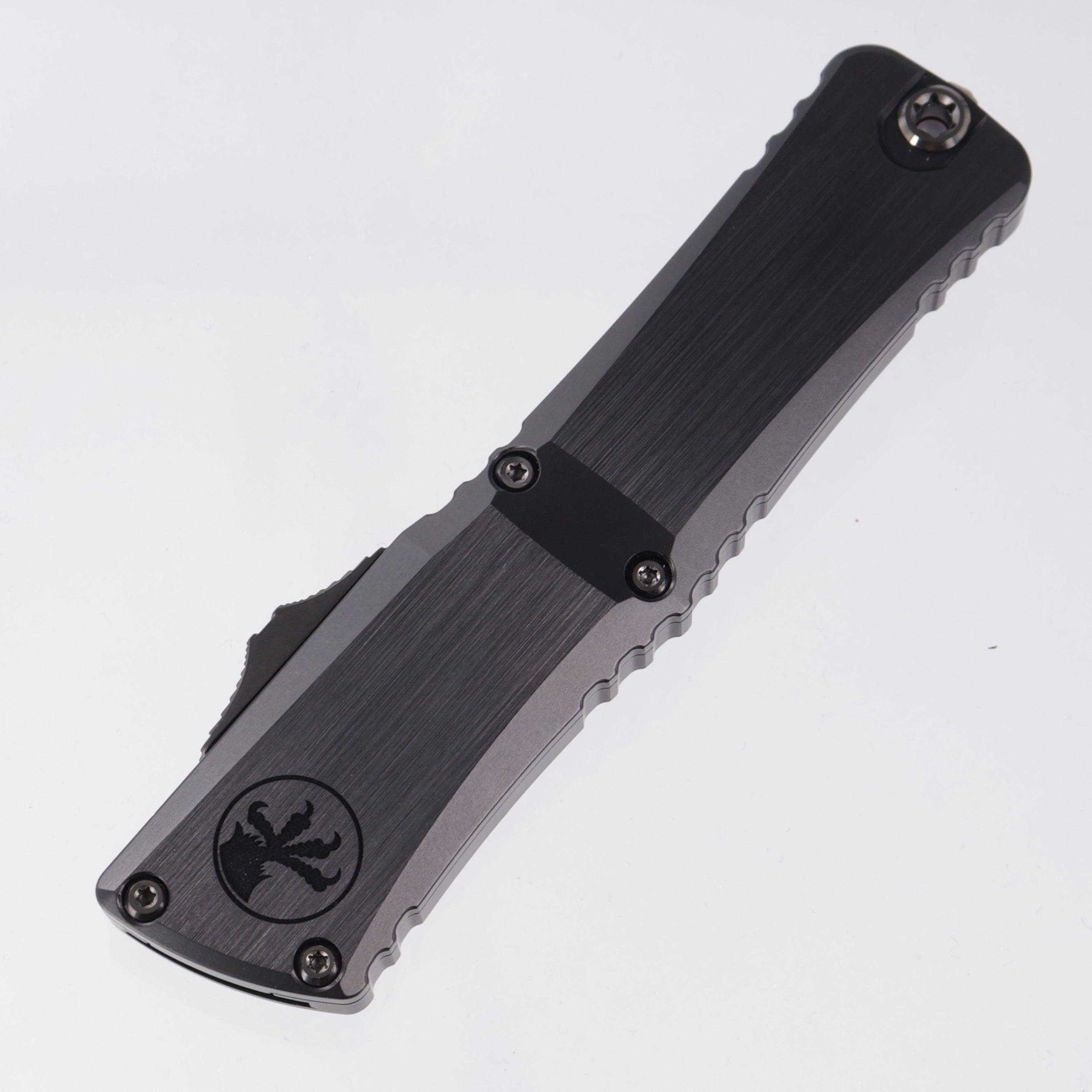 Microtech Combat Troodon Gen III Marfione Select Hellhound - Hefted Aluminum Chassis w/ Bronze Titanium Glassbreak & DLC Hardware - Etched Baker Forge Coppermai Damascus - 1219-16MS2-