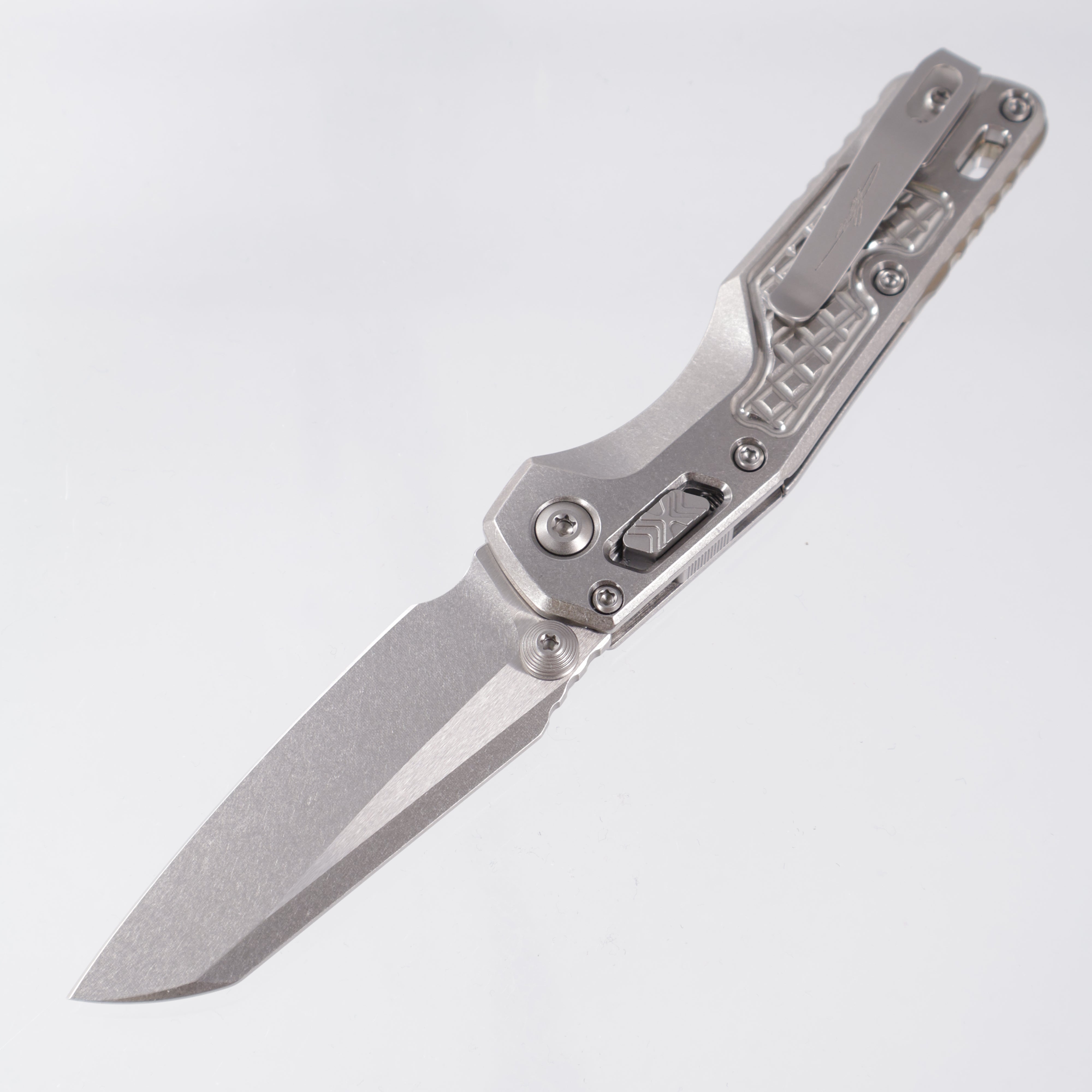 Microtech Marfione Select MSI Mini - Stonewash Frag Pattern Titanium w/ Bronze Titanium Accent & Double Vapor Blast Stainless Hardware - Stonewash M390MK - 210M-10FRMS2