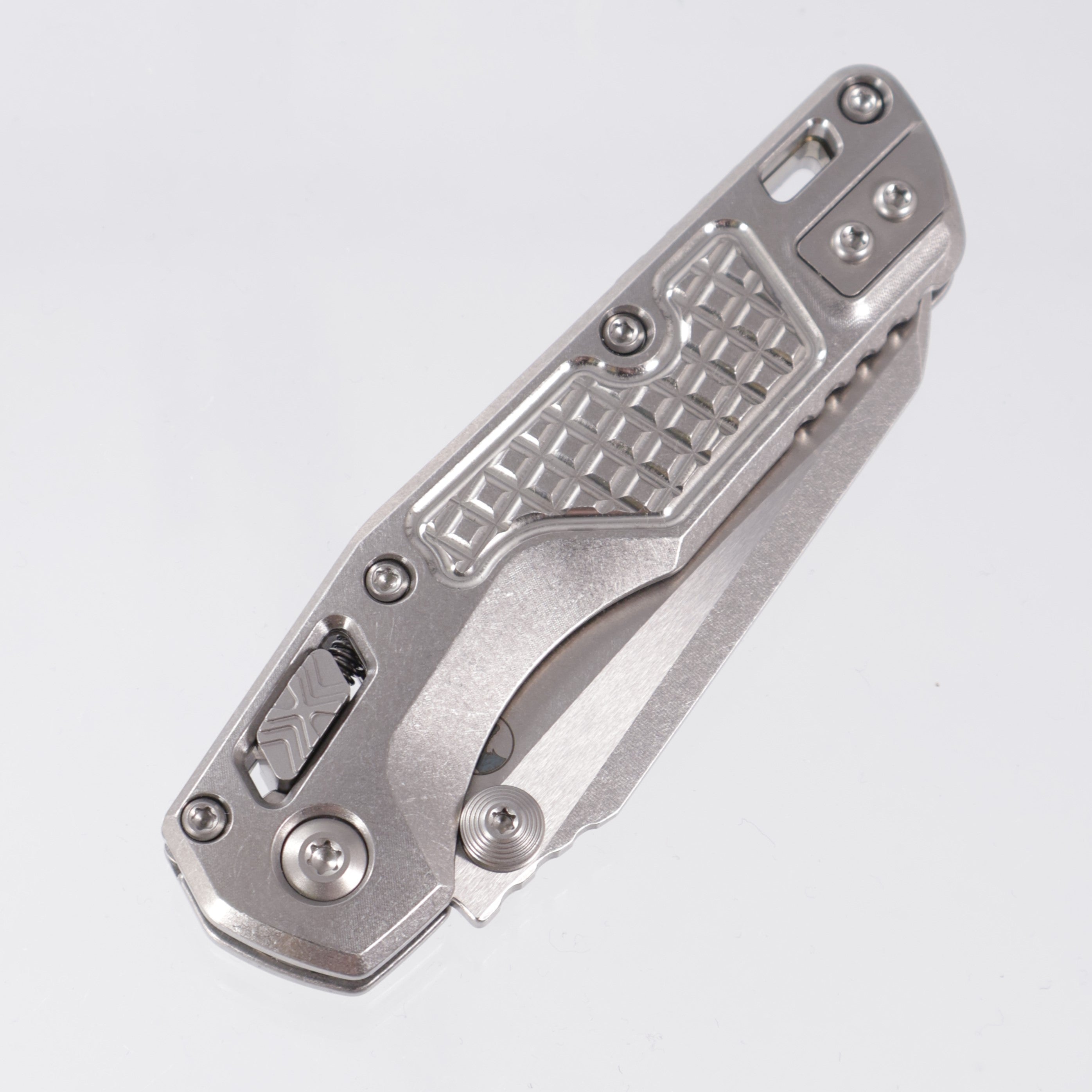 Microtech Marfione Select MSI Mini - Stonewash Frag Pattern Titanium w/ Bronze Titanium Accent & Double Vapor Blast Stainless Hardware - Stonewash M390MK - 210M-10FRMS2