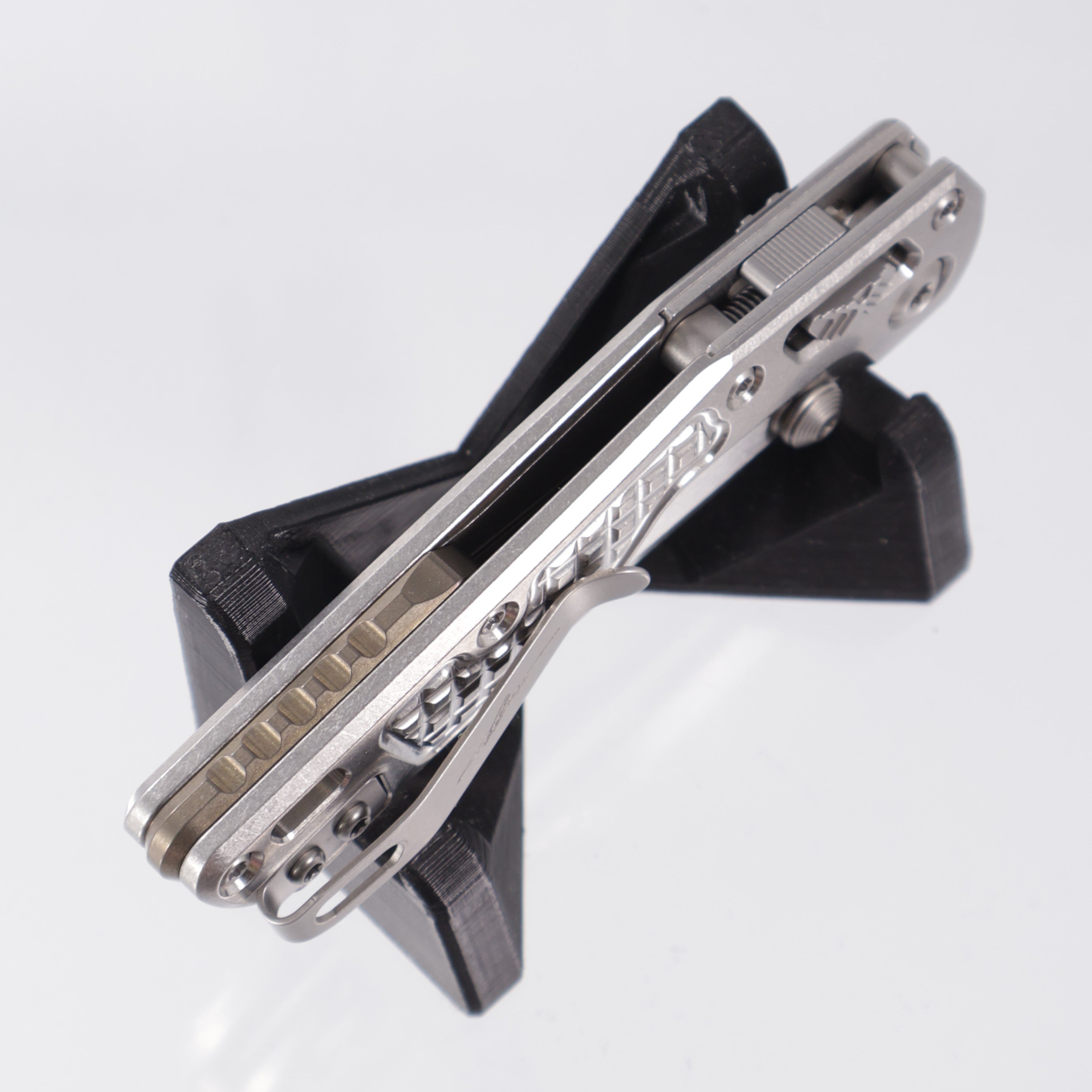 Microtech Marfione Select MSI Mini - Stonewash Frag Pattern Titanium w/ Bronze Titanium Accent & Double Vapor Blast Stainless Hardware - Stonewash M390MK - 210M-10FRMS2