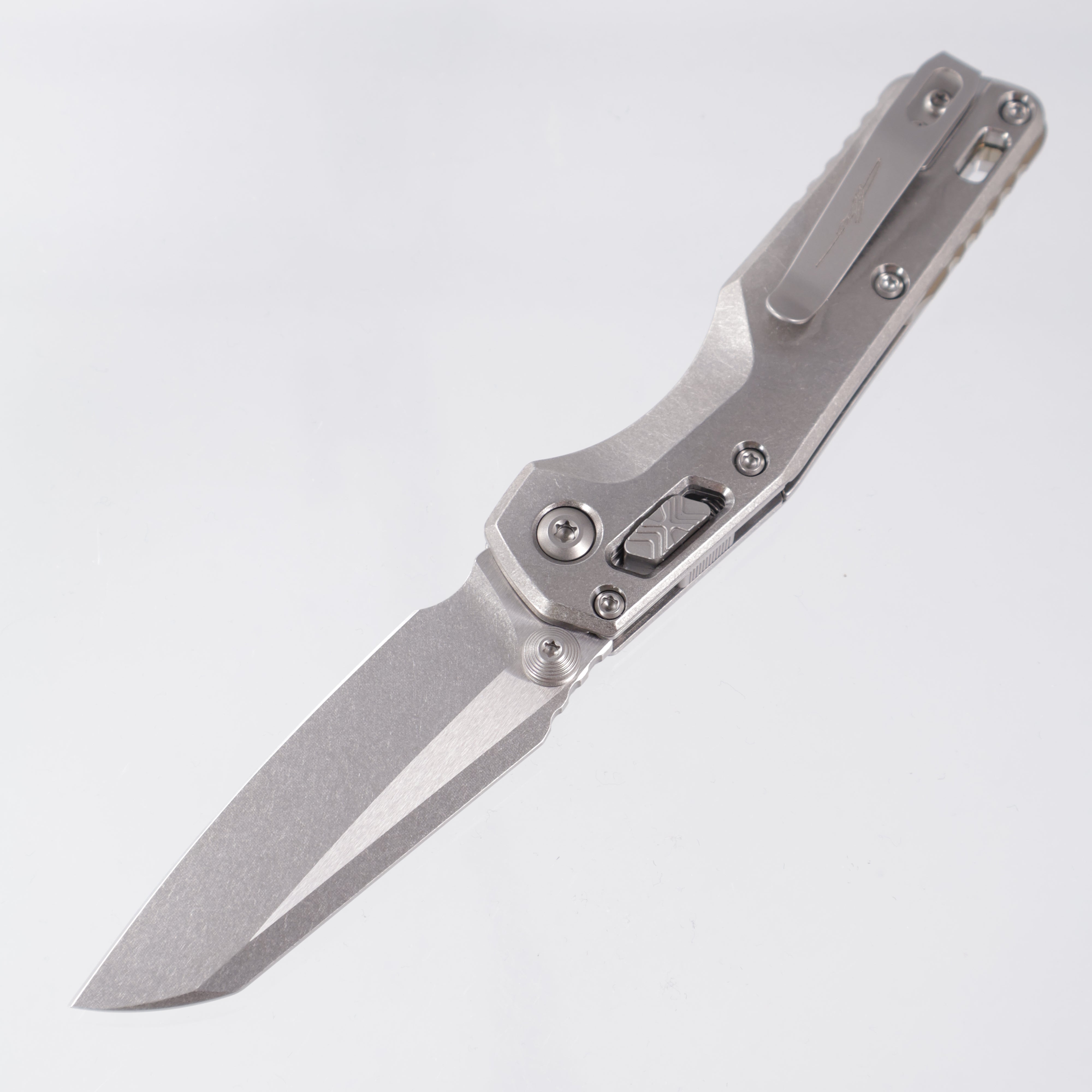Microtech Marfione Select MSI Mini - Stonewash Slab Side Titanium w/ Bronze Titanium Accent & Double Vapor Blast Stainless Hardware - Stonewash M390MK - 210M-10MS2