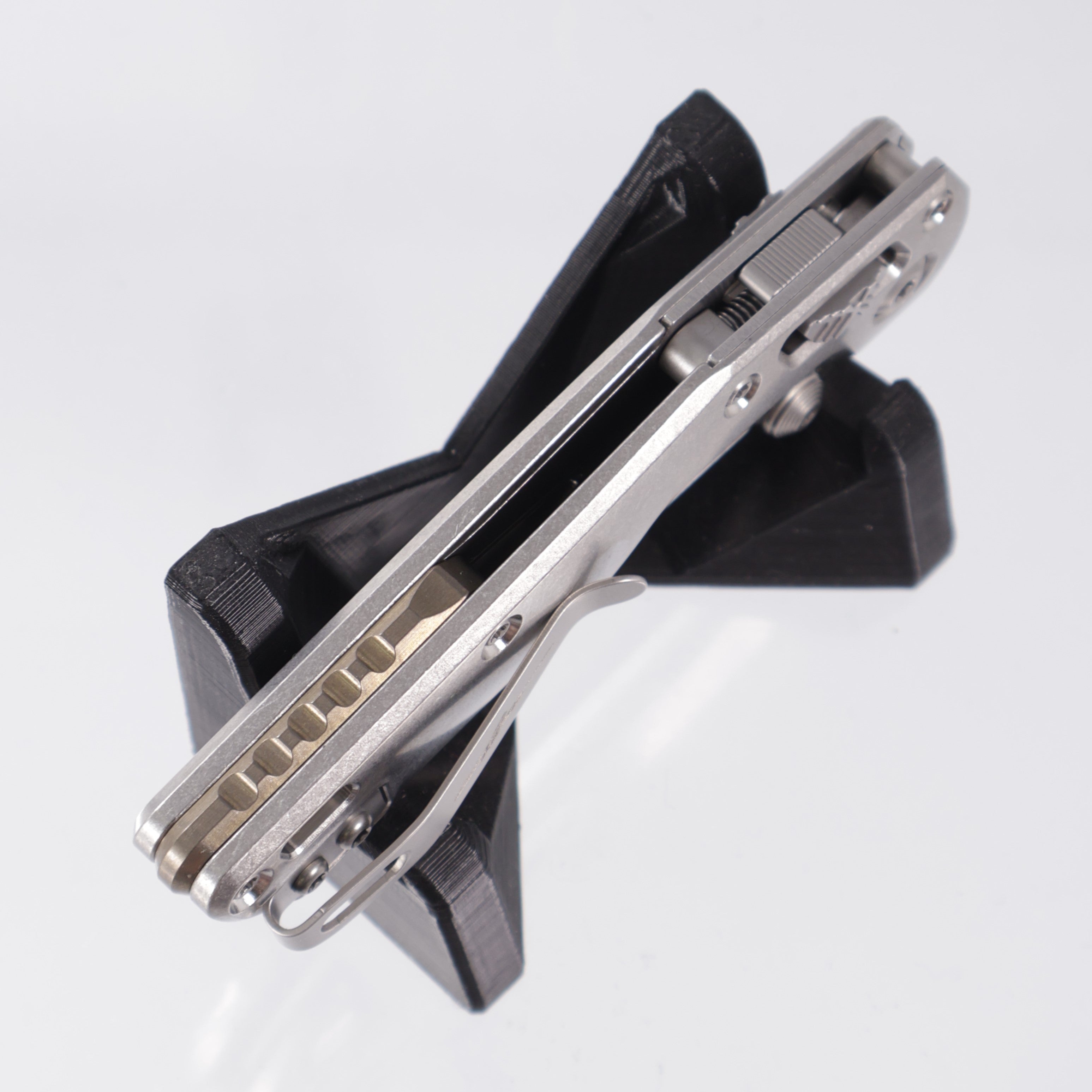 Microtech Marfione Select MSI Mini - Stonewash Slab Side Titanium w/ Bronze Titanium Accent & Double Vapor Blast Stainless Hardware - Stonewash M390MK - 210M-10MS2