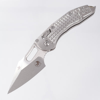 Microtech Marfione Select Stitch Ram-Lok - Stonewash Frag Pattern Titanium w/ Bronze Titanium Accent & Double Vapor Blast Stainless Hardware - Stonewash M390MK - 169RL-10FRMS1