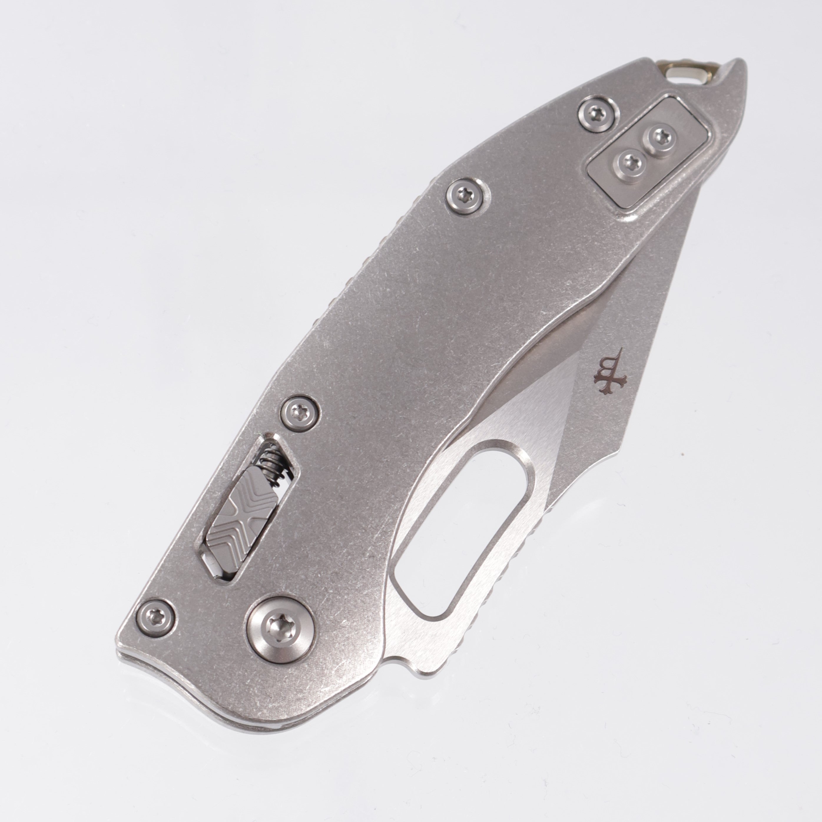 Microtech Marfione Select Stitch Ram-Lok - Stonewash Slab Side Titanium w/ Bronze Titanium Accent & Double Vapor Blast Stainless Hardware - Stonewash M390MK - 169RL-10MS1