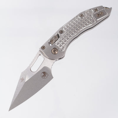 Microtech Marfione Select Stitch Ram-Lok - Stonewash Frag Pattern Titanium w/ Flamed Titanium Accent & Bronze Double Vapor Blast Stainless Hardware - Stonewash M390MK - 169RL-10FRMS4