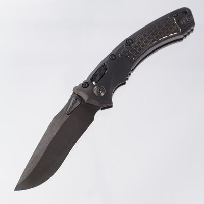 Microtech Amphibian - DLC Frag Pattern Titanium w/ DLC Double Vapor Blast Hardware - DLC M390MK - 137RL-1DLCTFRMS2