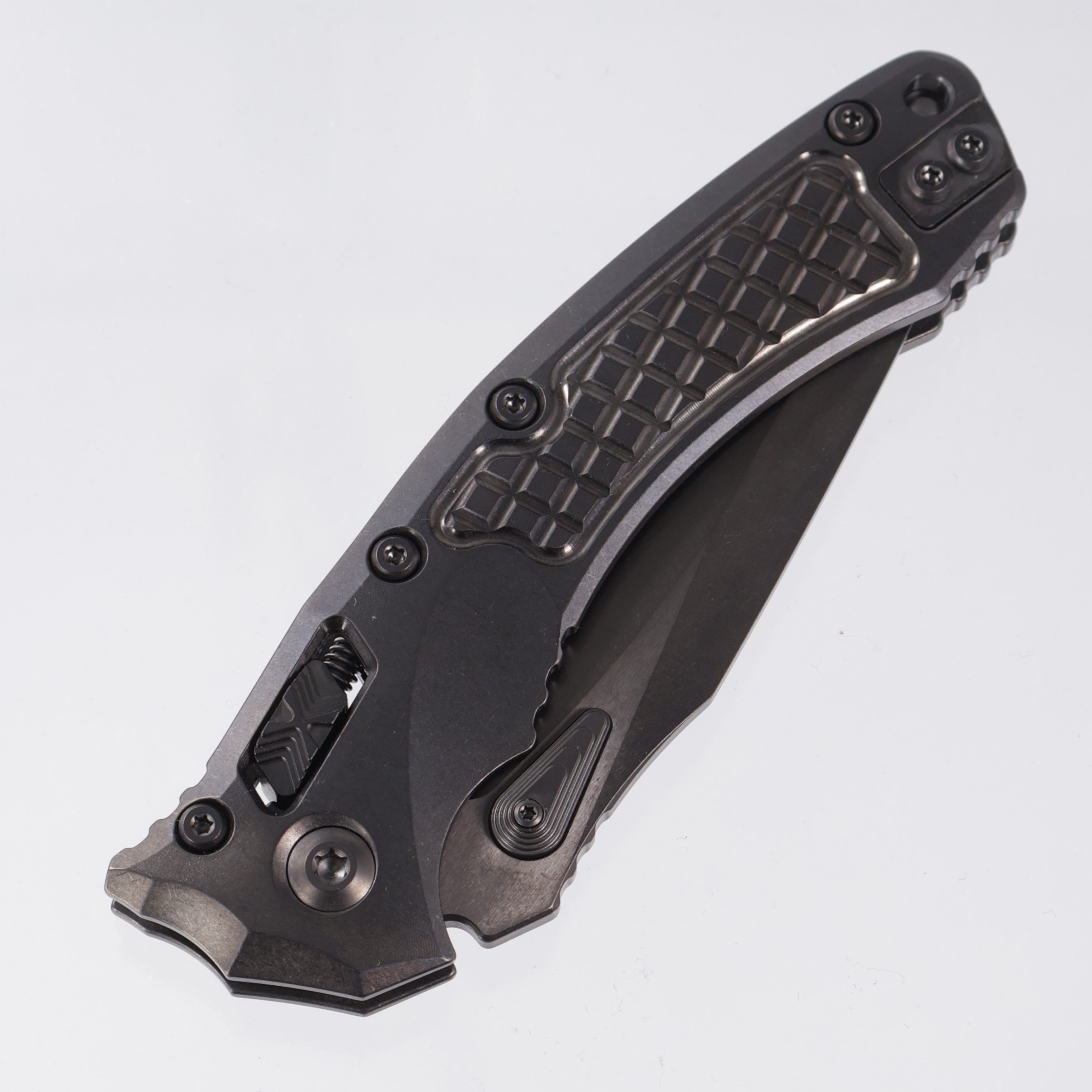 Microtech Amphibian - DLC Frag Pattern Titanium w/ DLC Double Vapor Blast Hardware - DLC M390MK - 137RL-1DLCTFRMS2