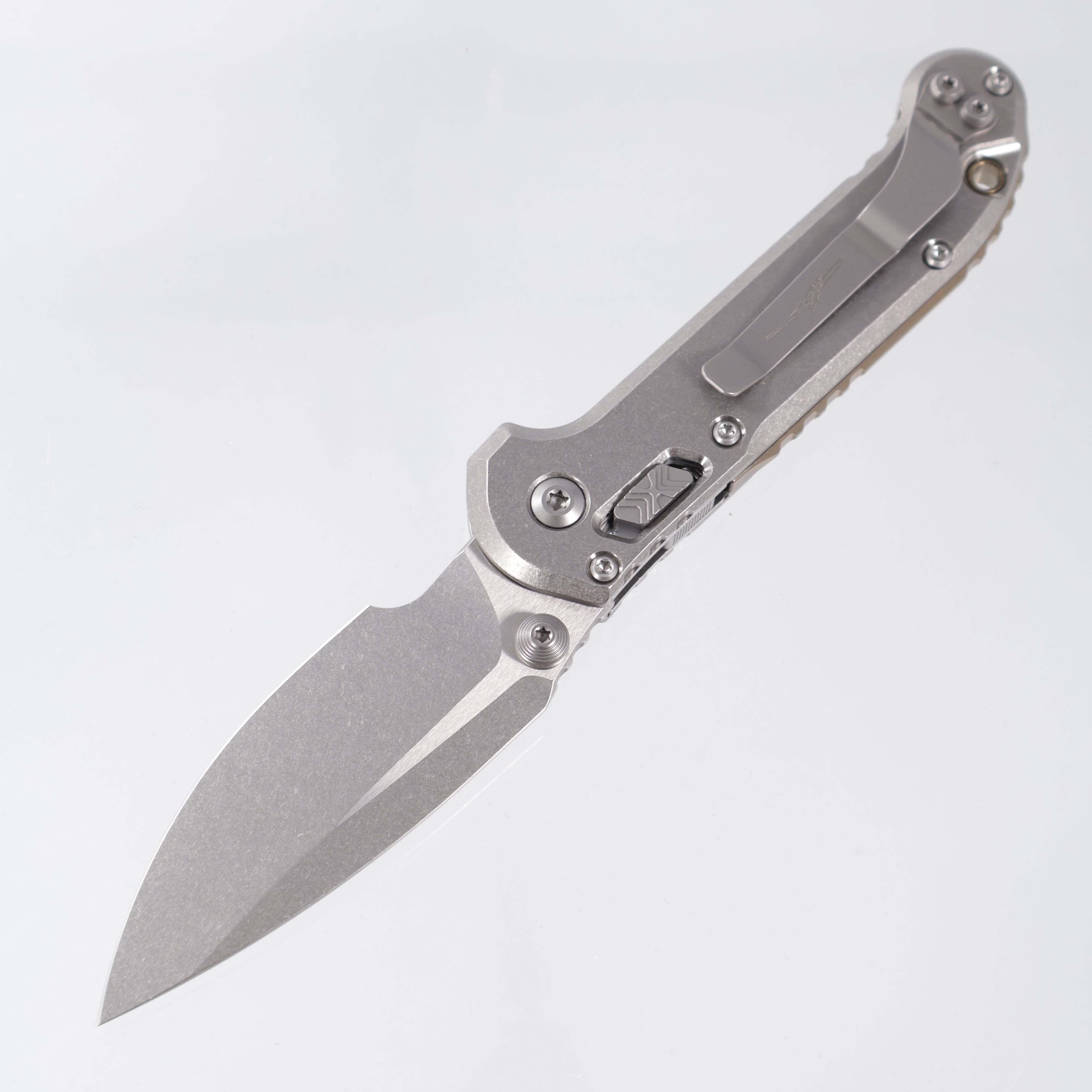 Microtech Marfione Select LUDT Ram-Lok Single Edge - Stonewash Slab Side Titanium w/ Bronze Accent - Stonewash M390MK - 1135RLS-10MS1