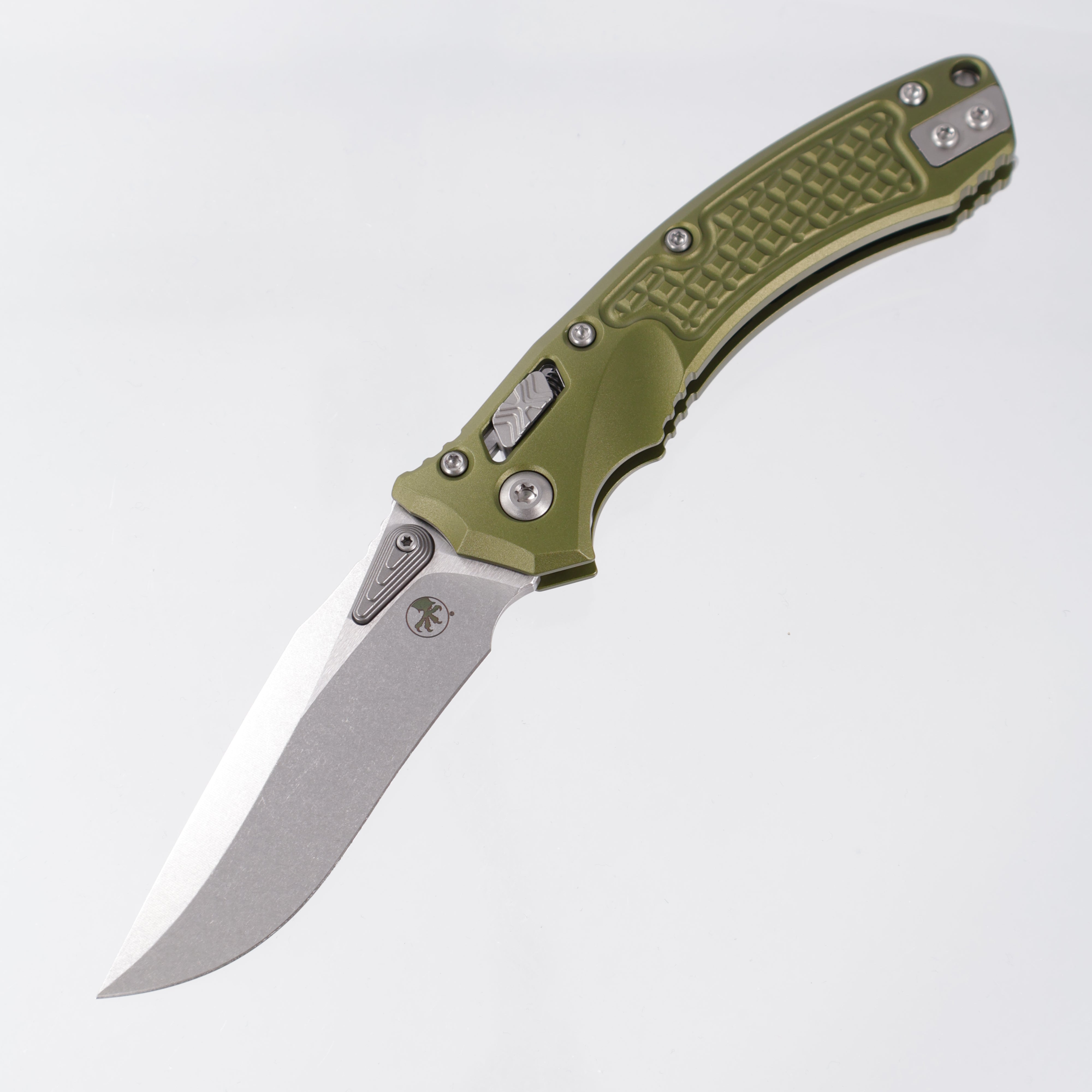 Microtech Amphibian Mini - OD Green Frag Aluminum - Stonewash M390MK - 137MRL-10 FROD