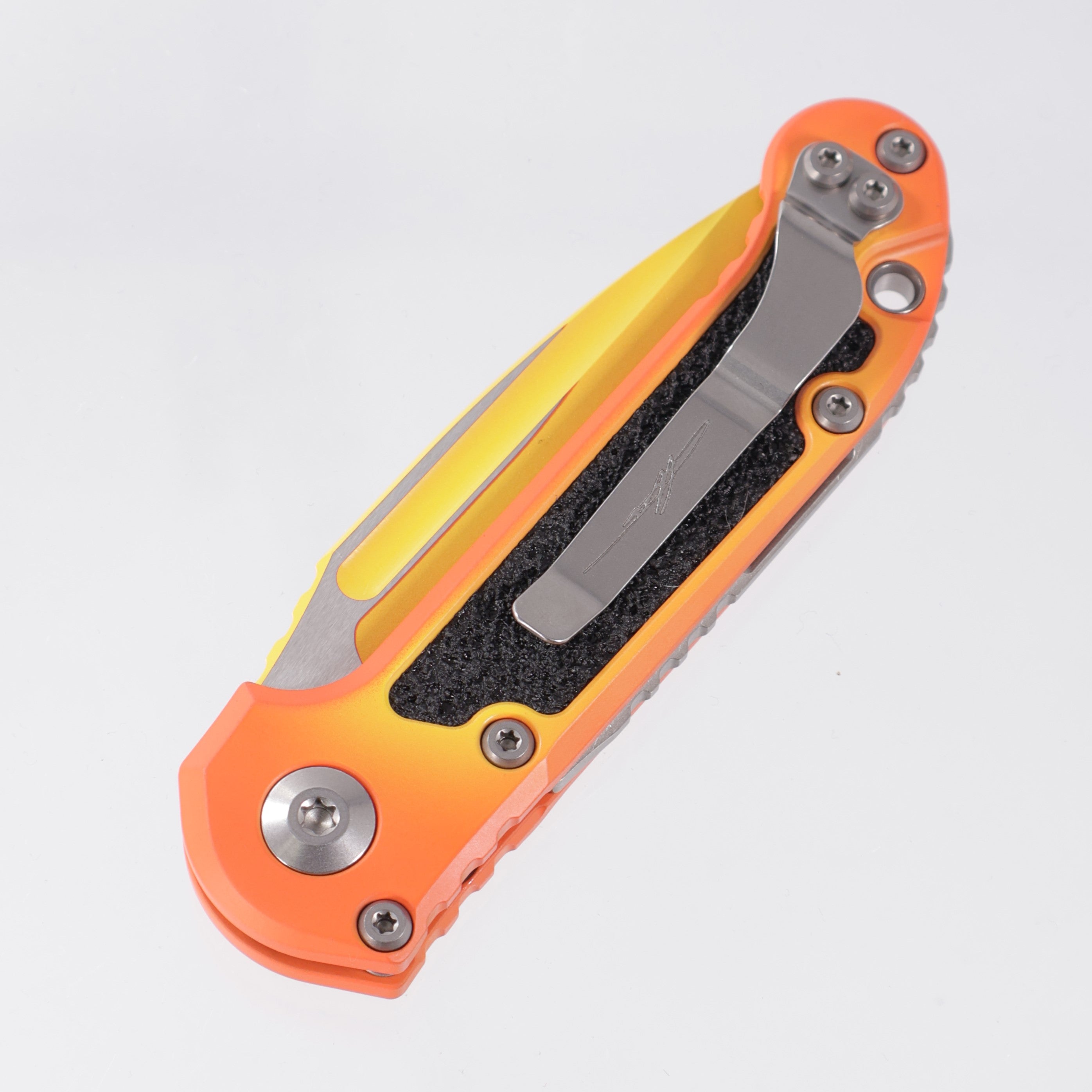 Microtech LUDT Gen III Single Edge Signature Series - Sunrise Aluminum w/ Low Polish Hardware - Sunrise Cerakote M390MK - 1135-1 LPSUS