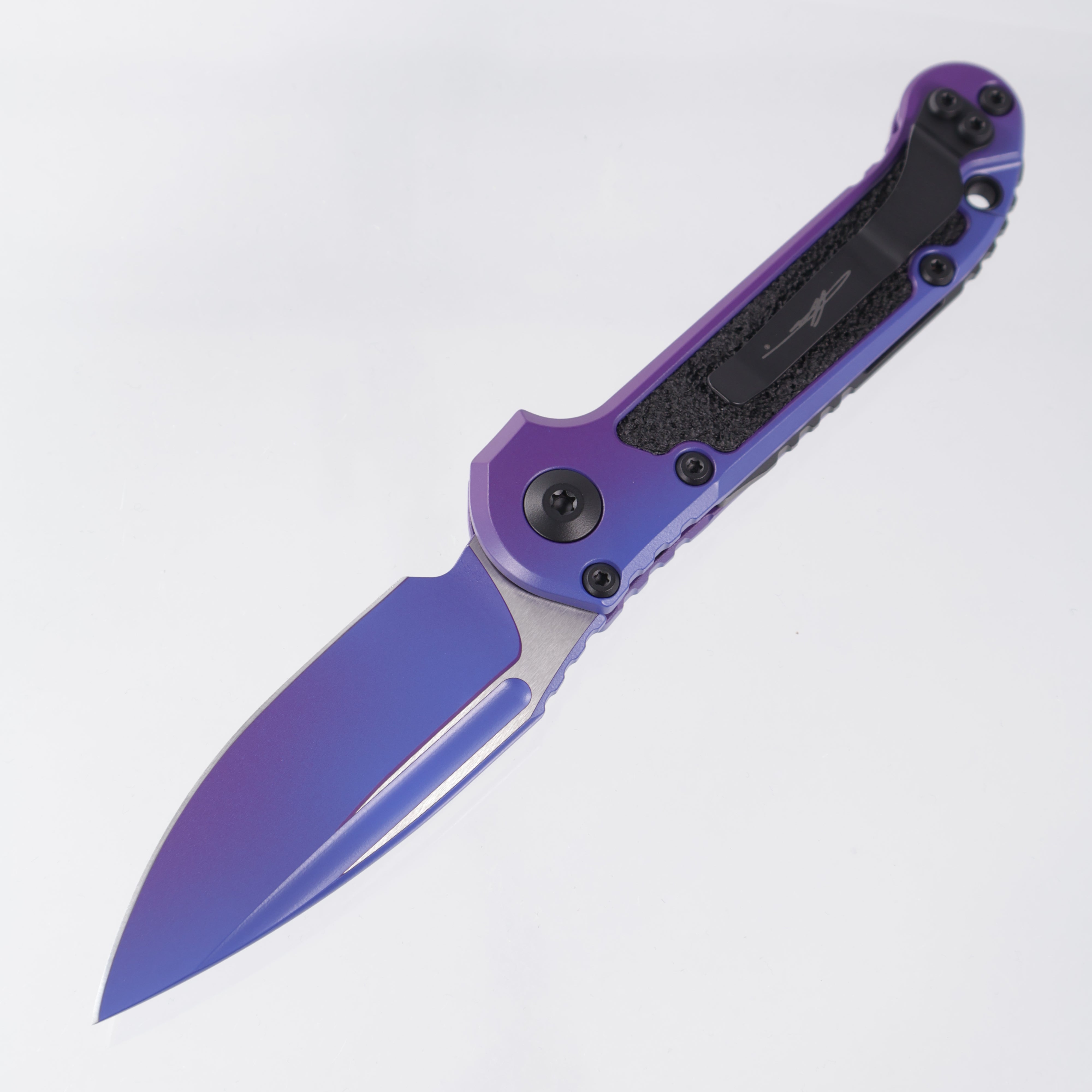 Microtech LUDT Gen III Single Edge Signature Series - Purple Aurora Aluminum - Aurora Cerakote M390MK - 1135-1 PUAUS-Z4