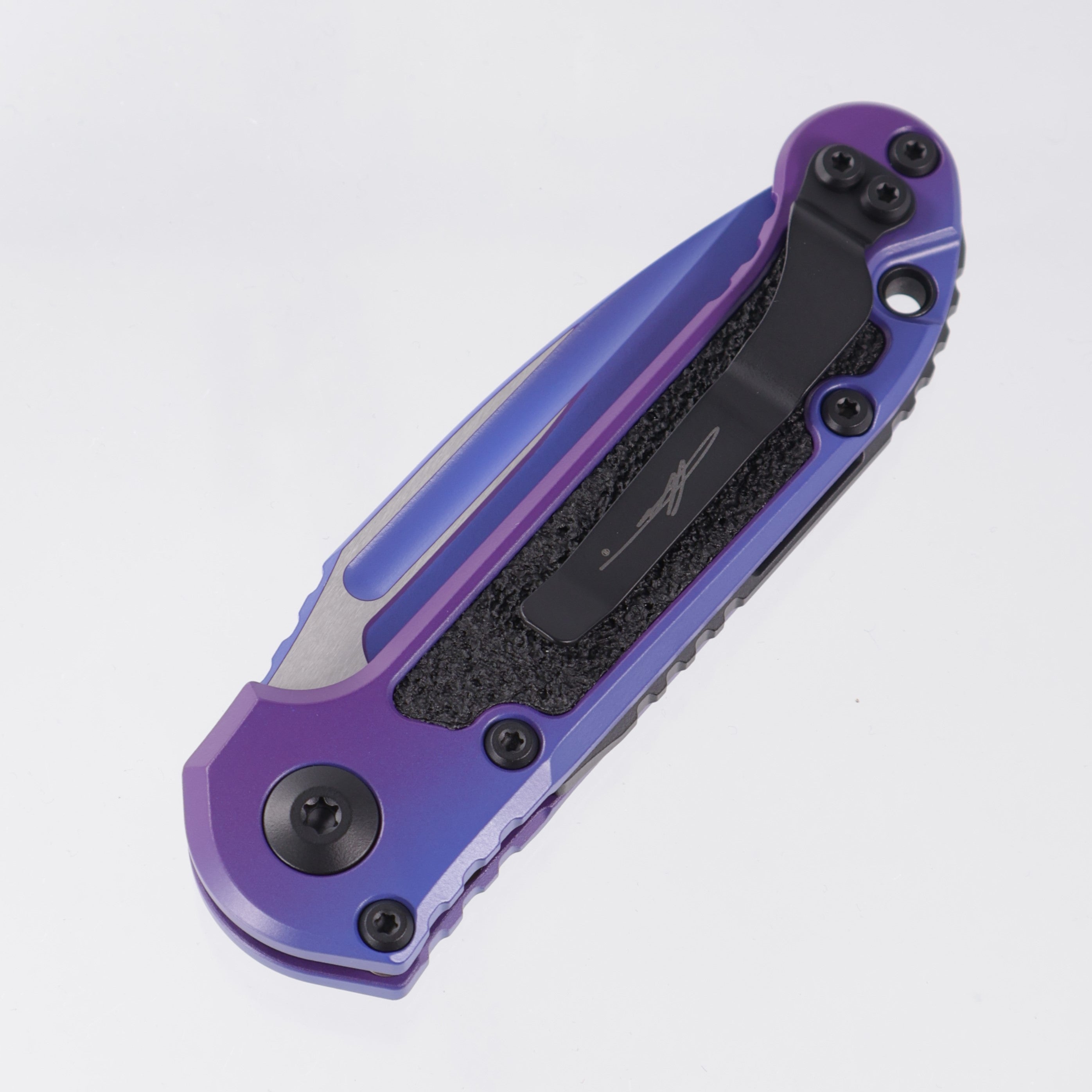 Microtech LUDT Gen III Single Edge Signature Series - Purple Aurora Aluminum - Aurora Cerakote M390MK - 1135-1 PUAUS-Z4