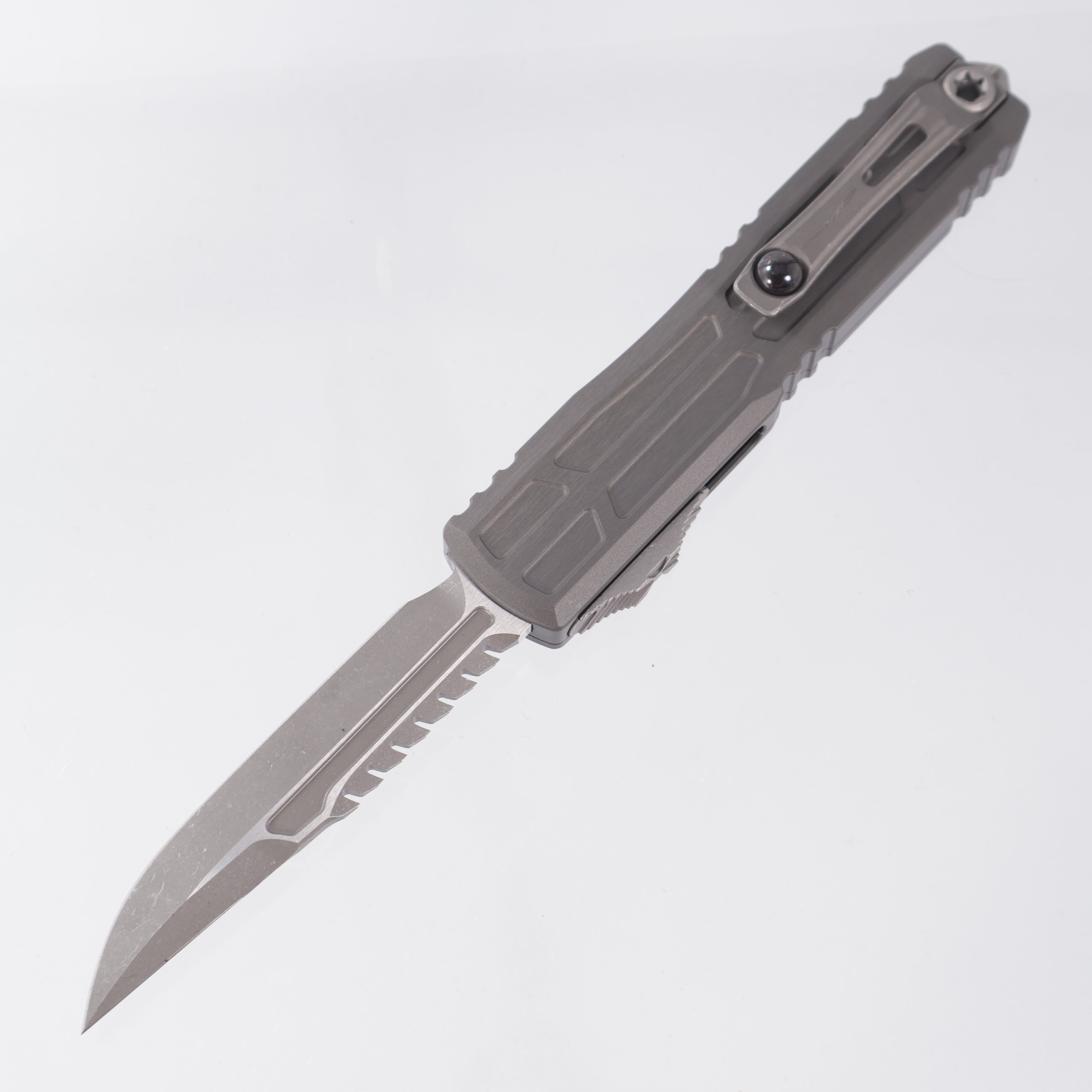 Microtech Ultratech EX ZBP Interceptor  - Natural Clear Aluminum - Apocalpytic M390MK - 1117EX-10 APNCS