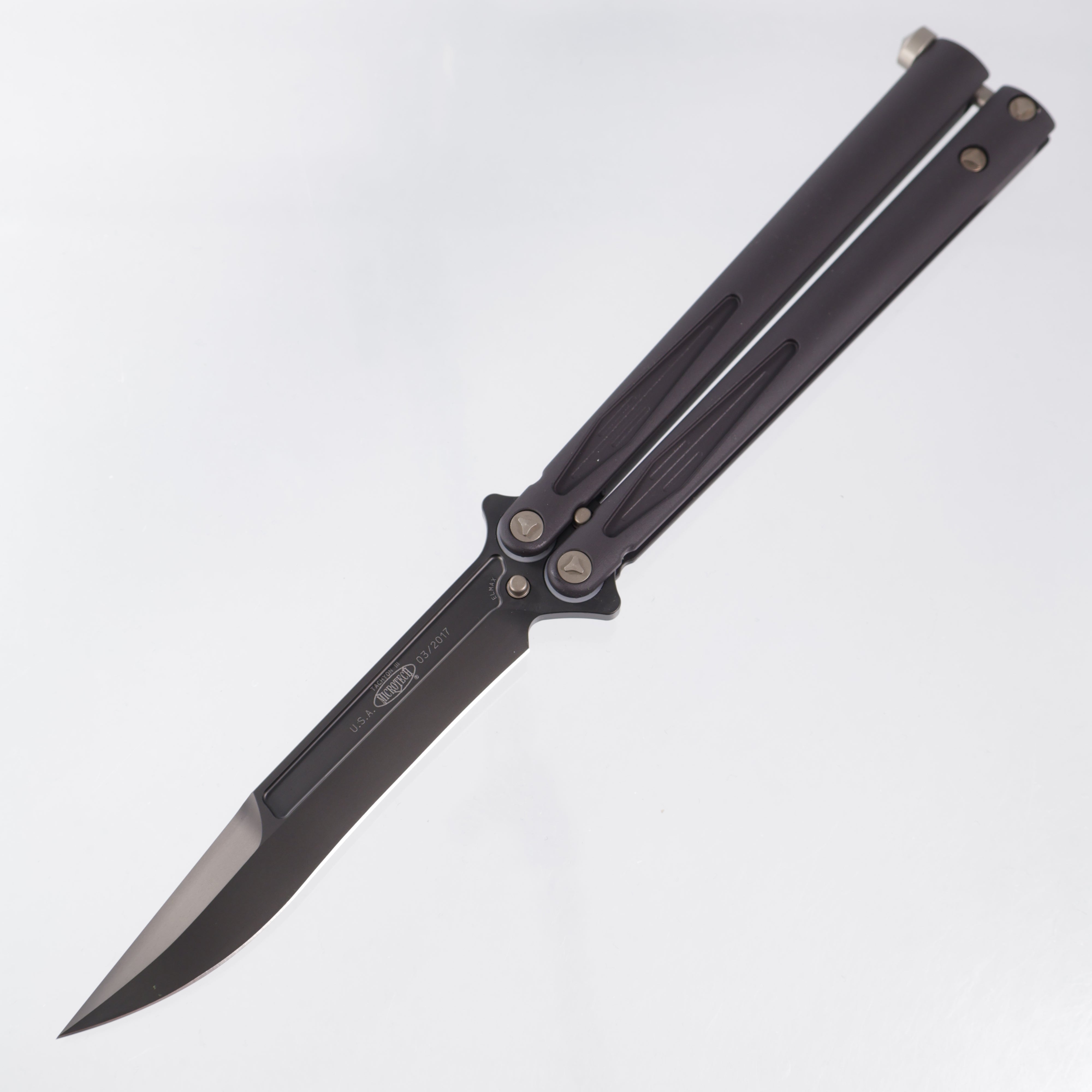 Microtech Tachyon III - Black Aluminum w/ Bronze Hardware - DLC Elmax - 173-1 DLC *NEW OLD STOCK*