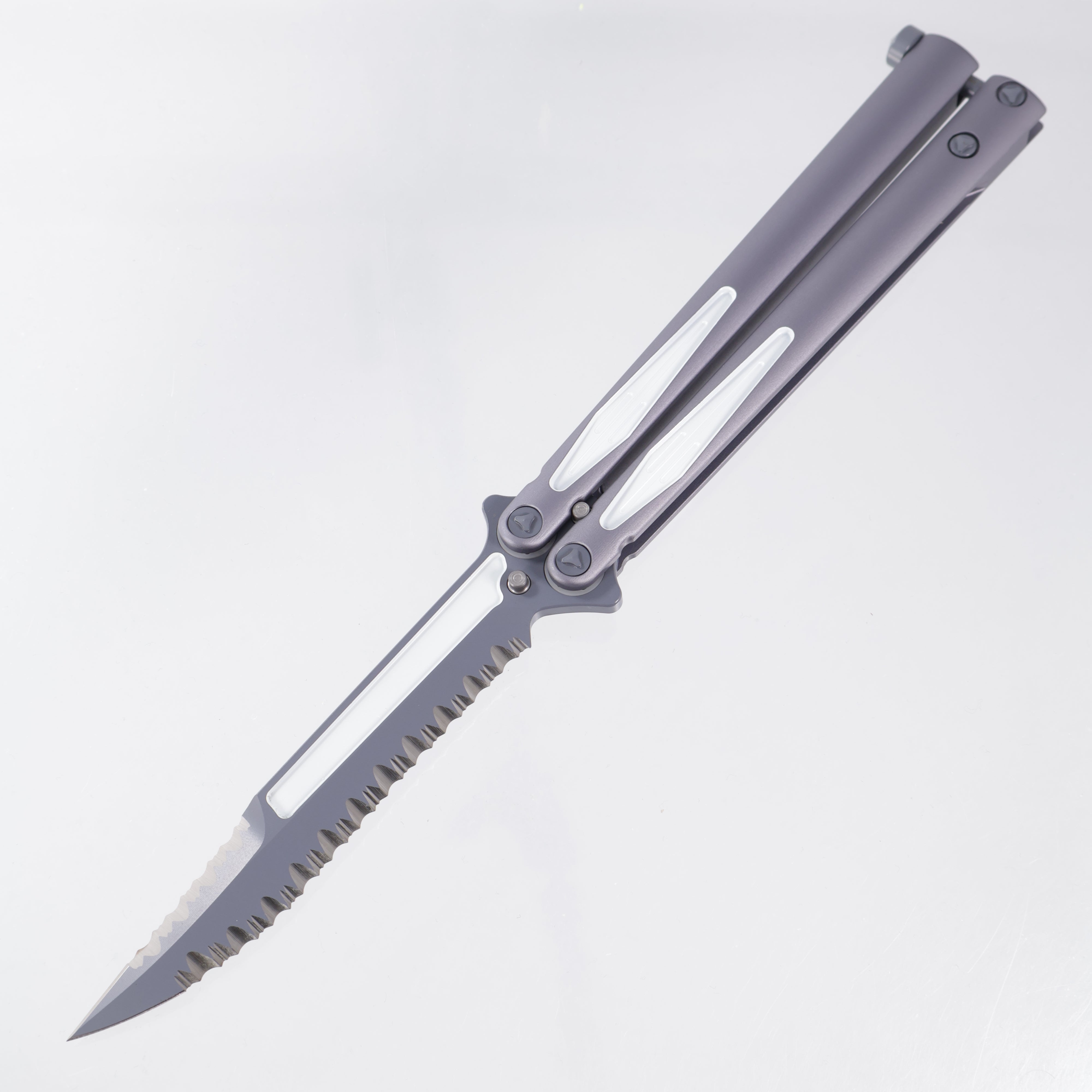 Microtech Tachyon III - Gray Aluminum w/ White Accents - DLC Double Full Serrate Elmax - 173-D3 GW *NEW OLD STOCK*