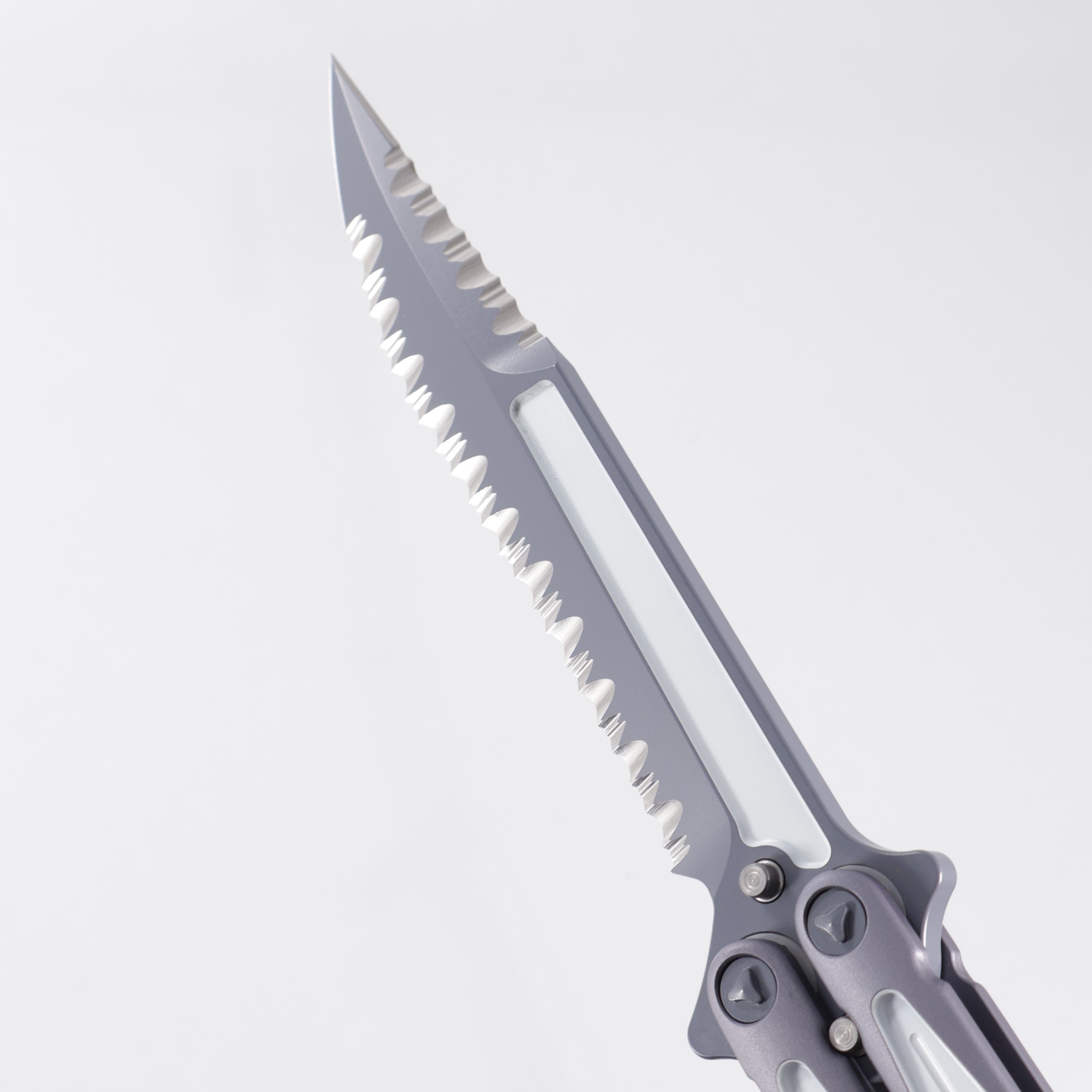 Microtech Tachyon III - Gray Aluminum w/ White Accents - DLC Double Full Serrate Elmax - 173-D3 GW *NEW OLD STOCK*