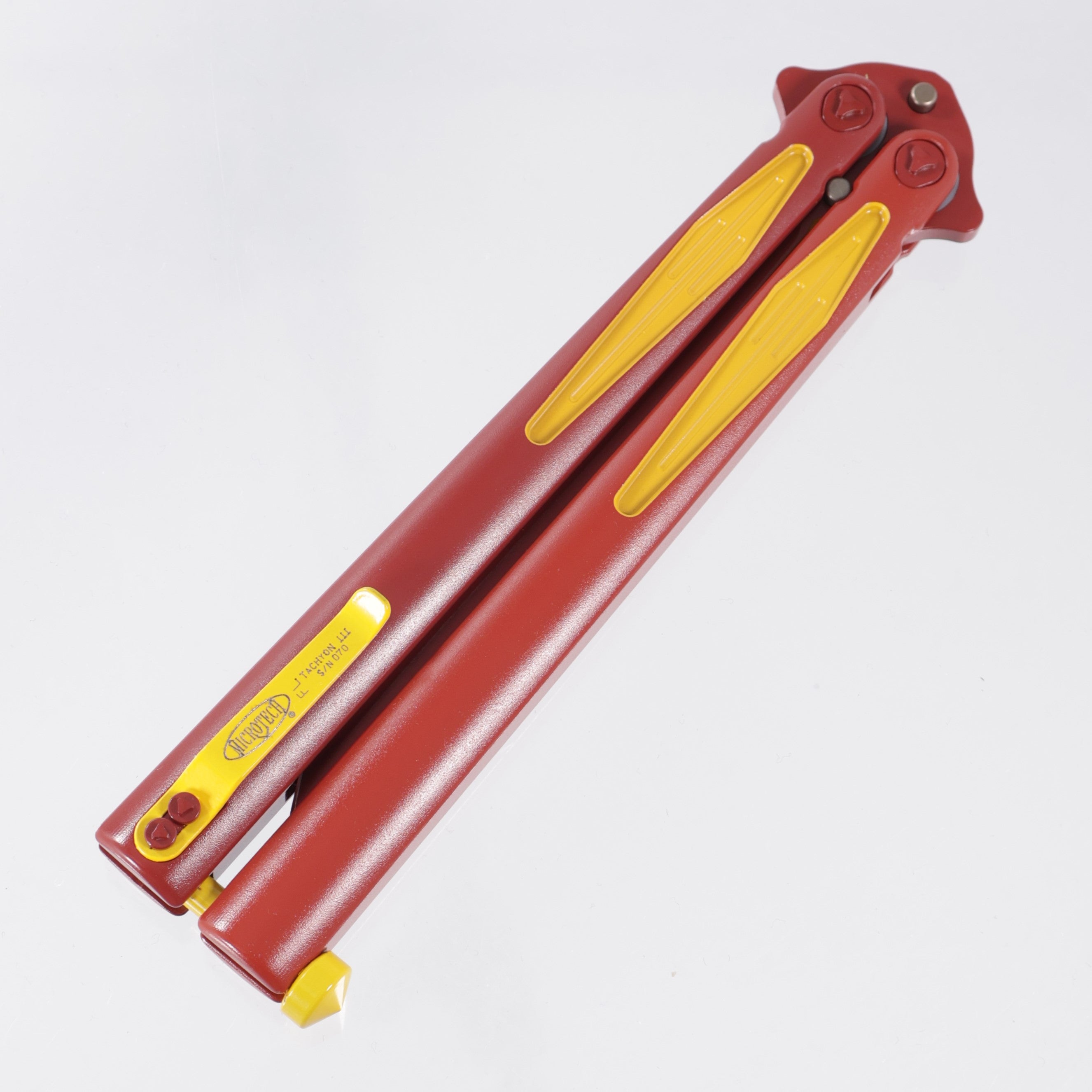 Microtech Tachyon III - Red Aluminum w/ Yellow Accents - Cerakote Elmax - 173-1 FL *NEW OLD STOCK*